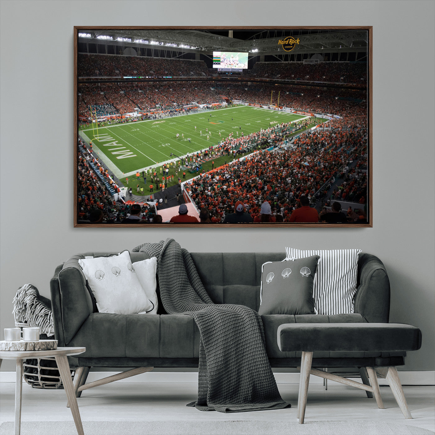 MGV-FC-36X24 - Miami Hurricanes Football Team Print Canvas- Miami Hard Rock Stadium Wall Art Canvas Print