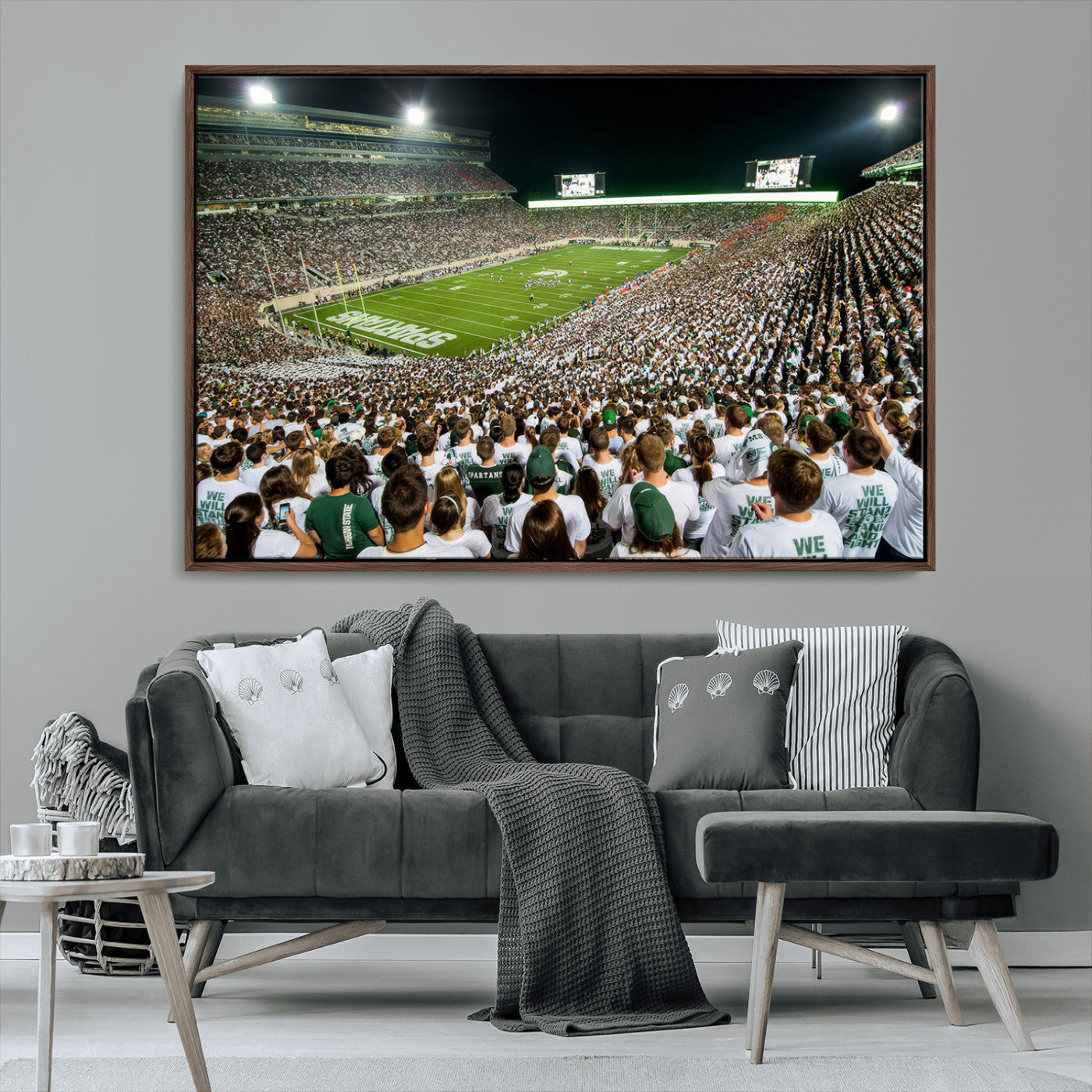 MGV-FC-36X24 - Michigan State Spartans Football Canvas Print - East Lansing Spartan Stadium Wall Art Canvas Print