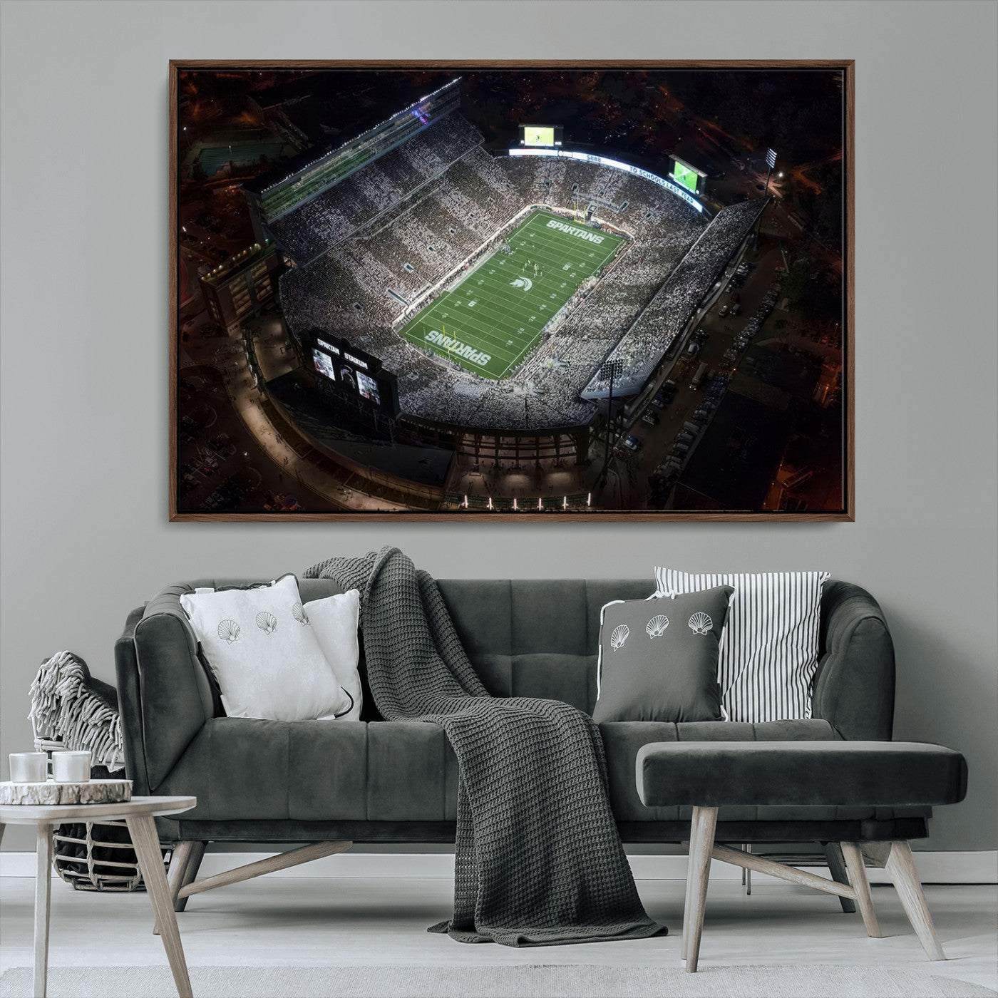 MGV-FC-36X24 - Michigan State Spartans Football Team Print - East Lansing Spartan Stadium Print Wall Art