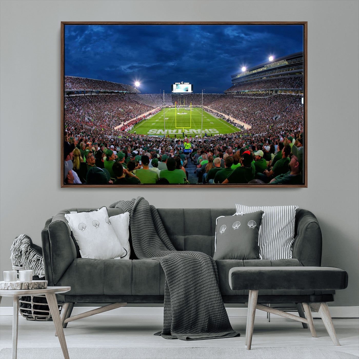 MGV-FC-36X24 - Michigan State Spartans Football Team Print - East Lansing Spartan Stadium Wall Art Canvas Print