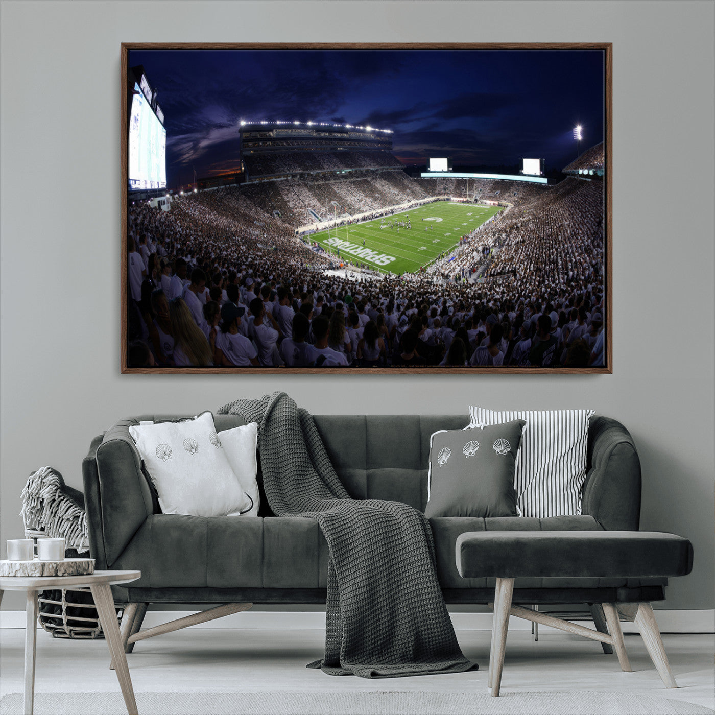 MGV-FC-36X24 - Michigan State Spartans Canvas, Framed Football Team Print - East Lansing Spartan Stadium Wall Art