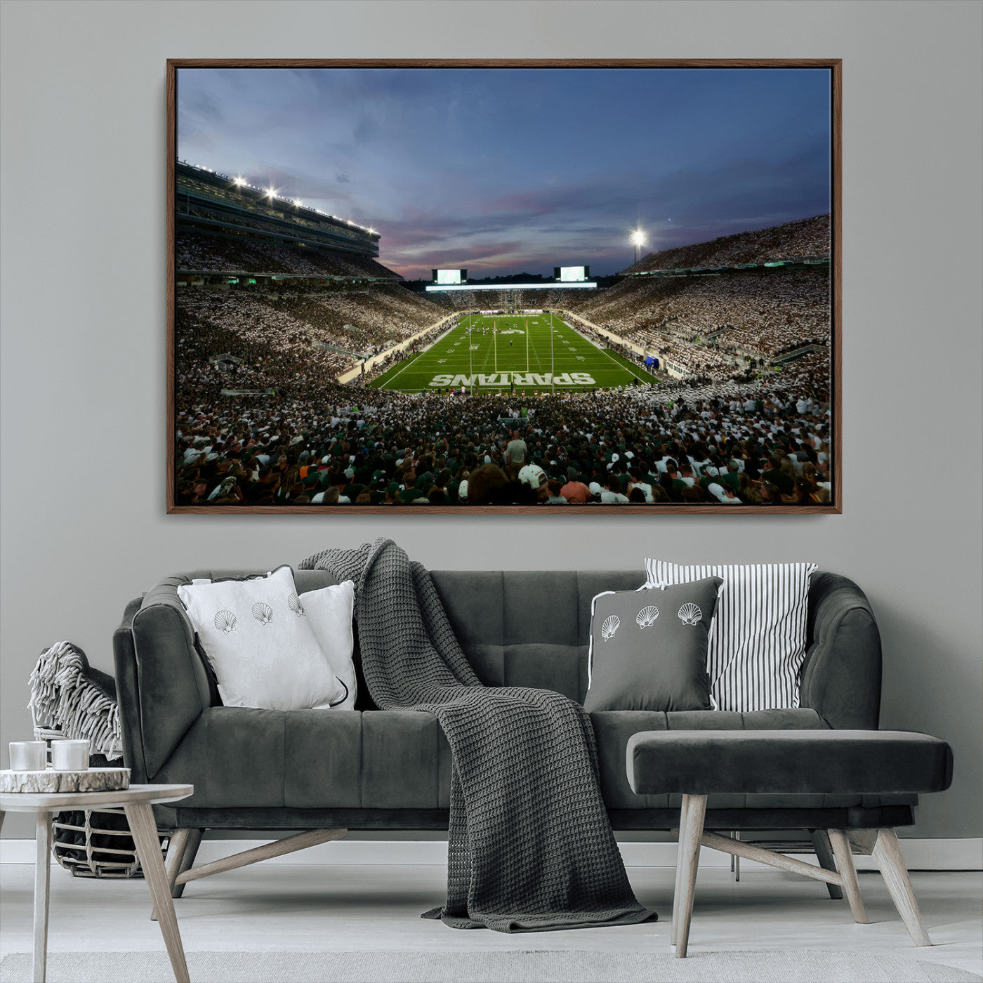 MGV-FC-36X24 - Michigan State Spartans Football Team Print - East Lansing Spartan Stadium Canvas Print