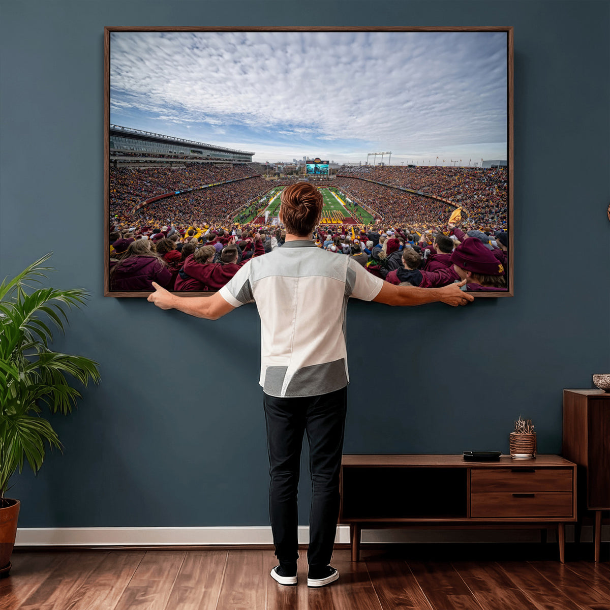 38459-PAN-FL-20X10 - University of Minnesota Golden Gophers Football Team Print - Minneapolis Huntington Bank Stadium Art