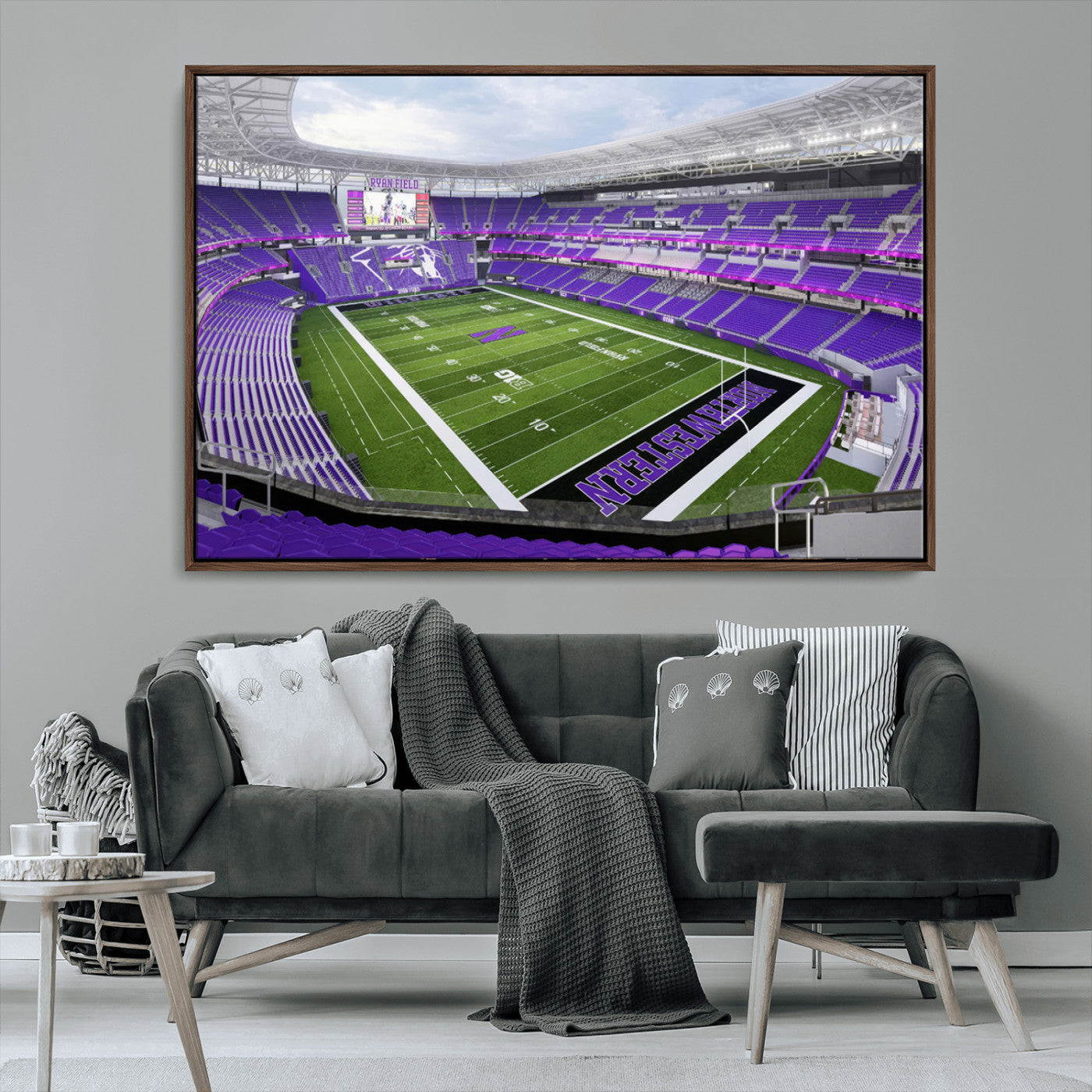 MGV-FC-36X24 - Northwestern University Wildcats Football Team Print - Evanston Ryan Field Wall Art Canvas Print