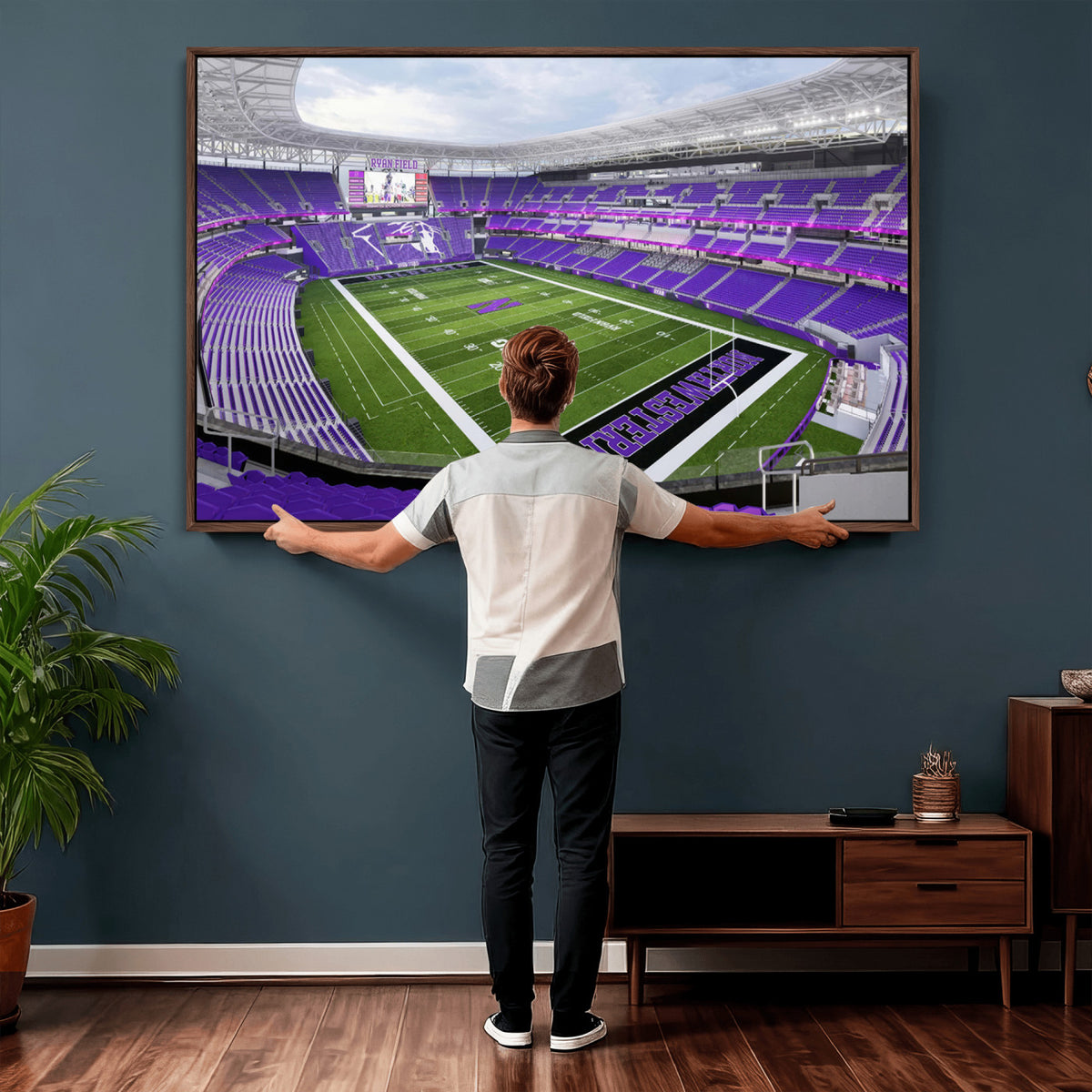 49190-MGV-CV-36X24 - Northwestern University Wildcats Football Team Print - Evanston Ryan Field Wall Art Canvas Print