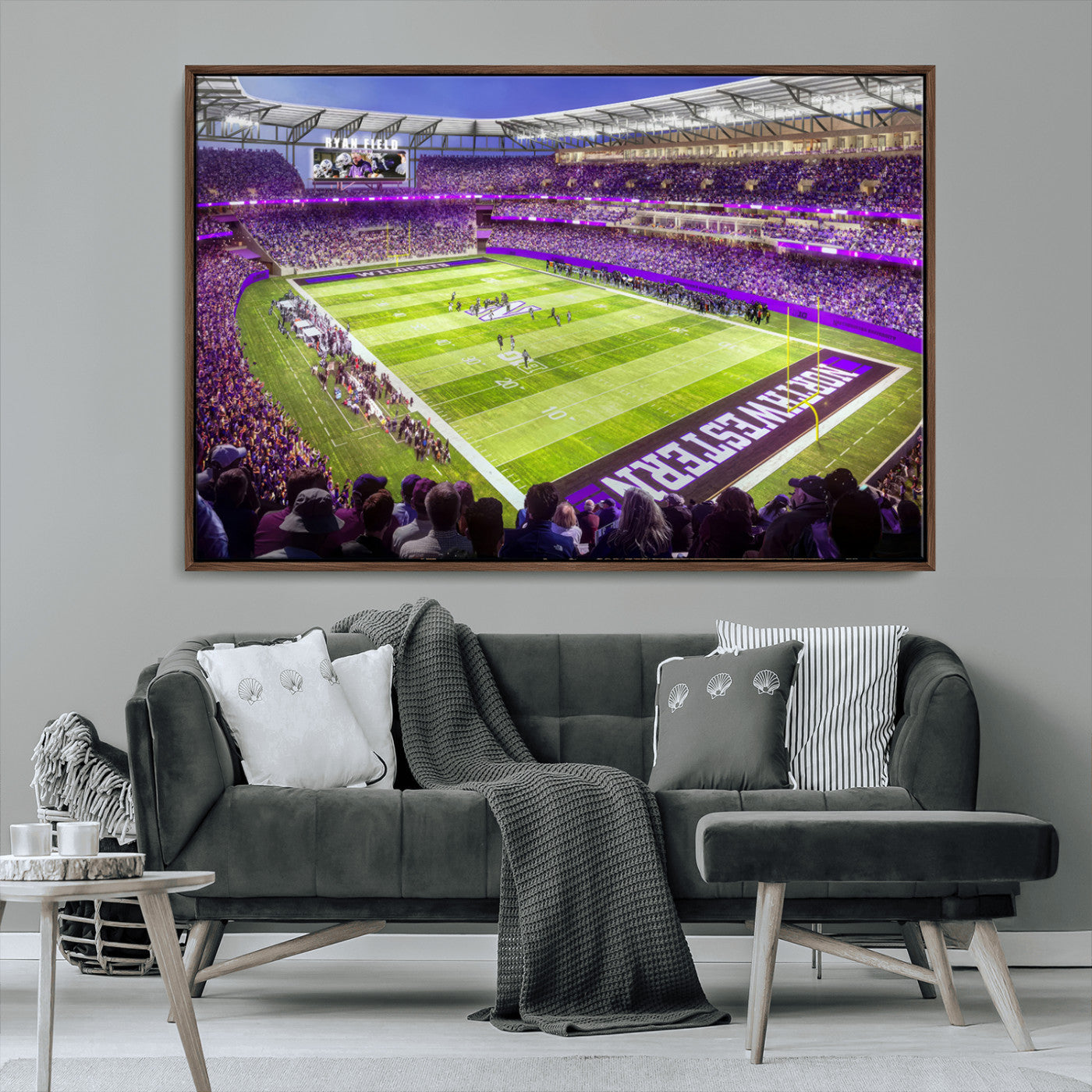 MGV-FC-36X24 - Northwestern University Wildcats Football Team Print - Evanston Ryan Field Wall Art Canvas Print