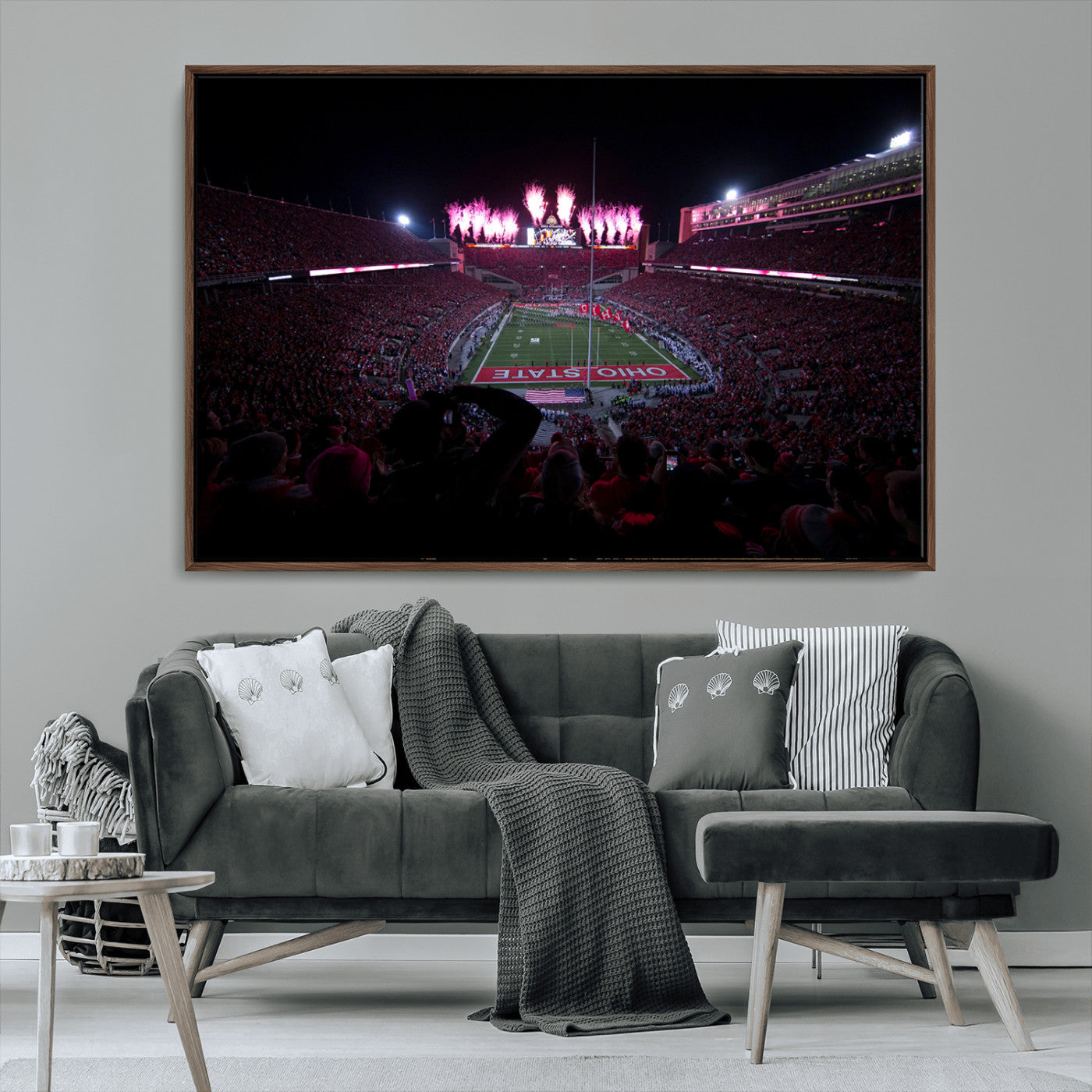 MGV-FC-36X24 - Ohio State University Buckeyes Football Team Print - Columbus Ohio Stadium Wall Art Canvas Print