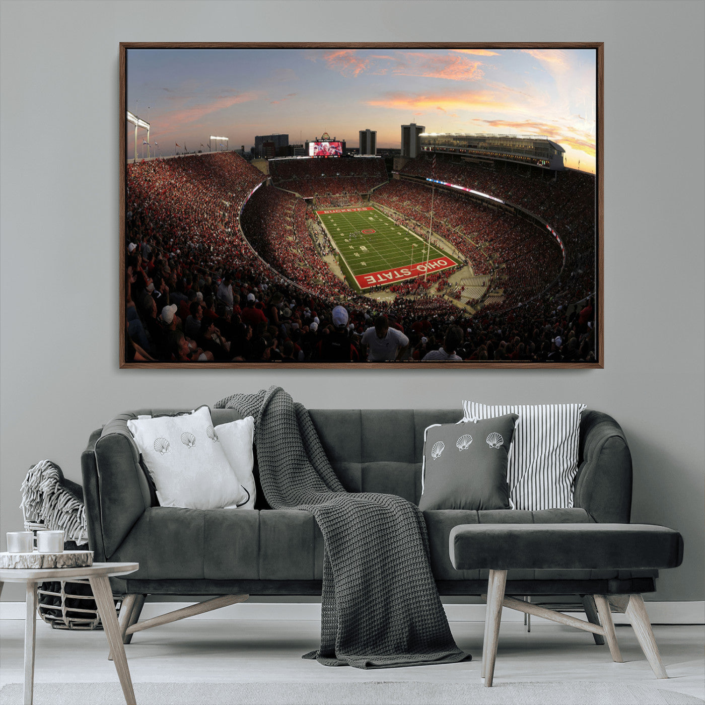 MGV-FC-36X24 - Ohio State University Buckeyes Football Team Print - Columbus Ohio Stadium Wall Art Canvas Print