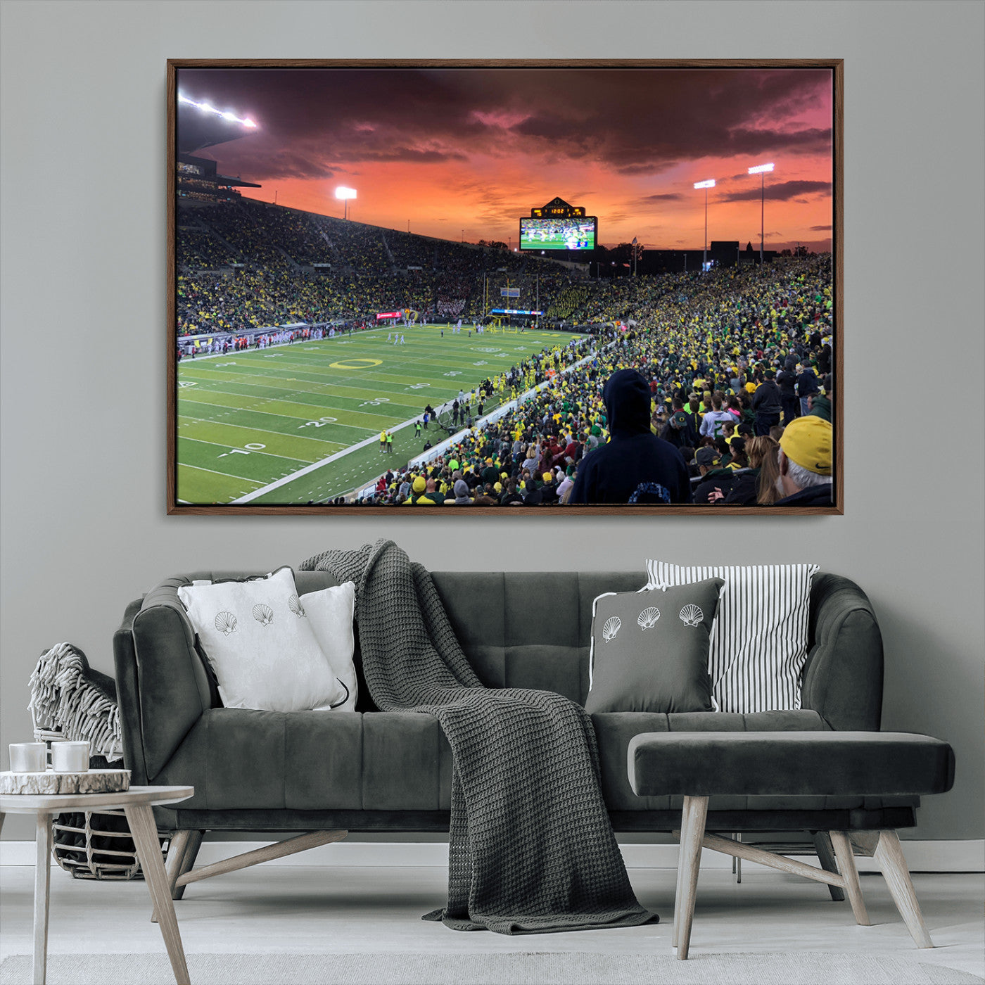 MGV-FC-36X24 - Eugene Autzen Stadium Canvas Wall Art Print – Sunset Over Iconic Football Field Wall Decor for Home