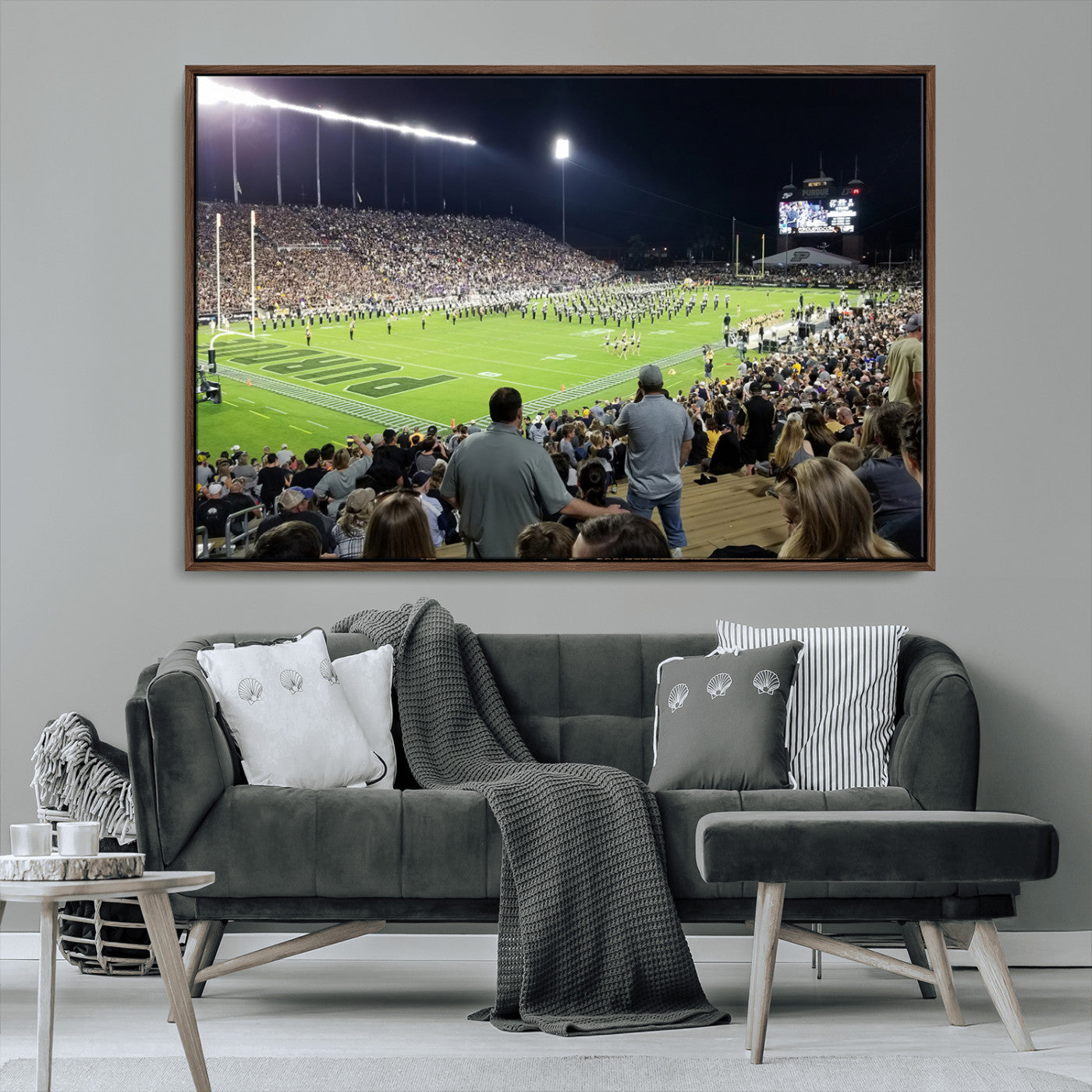 MGV-FC-36X24 - Purdue University Boilermakers Football Team Print - West Lafayette Ross-Ade Stadium Wall Art Canvas
