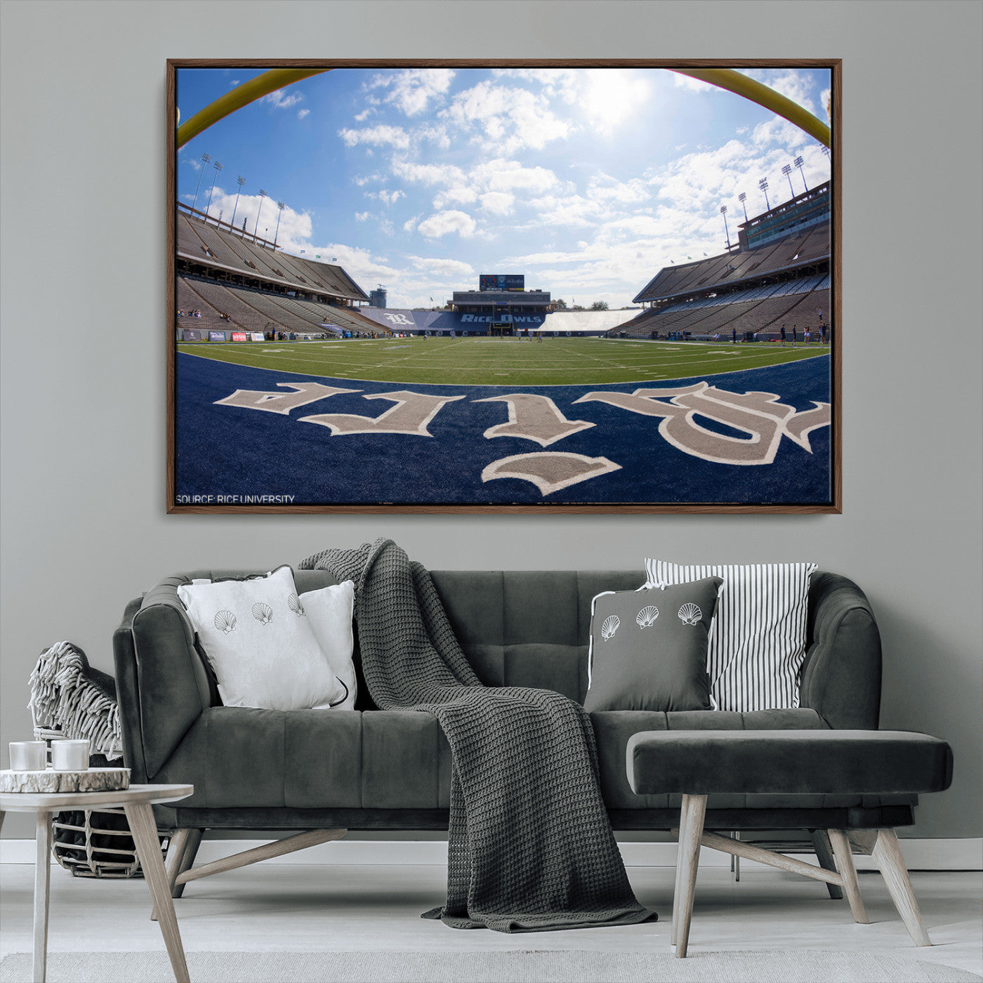 MGV-FC-36X24 - Rice University Owls Football Team Print - Houston Rice Stadium Wall Art Canvas Print