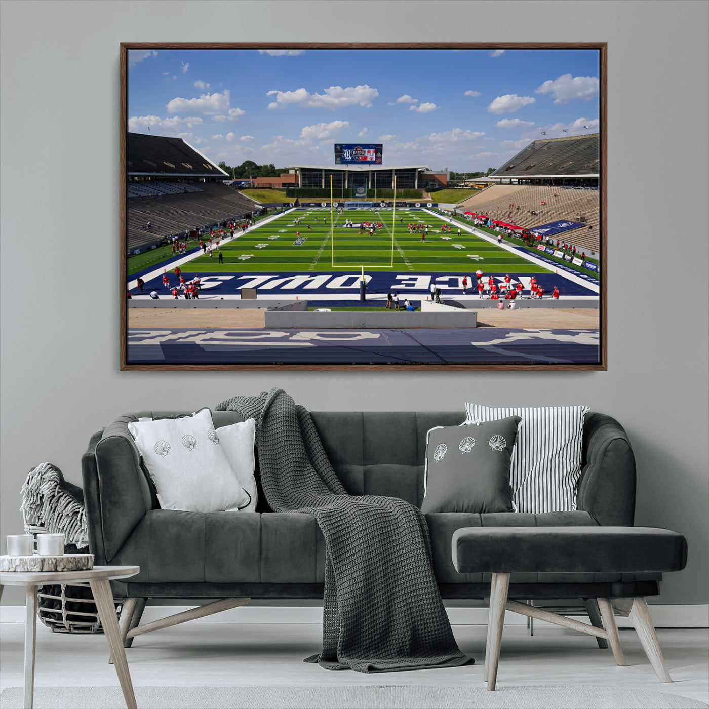 MGV-FC-36X24 - Rice University Owls Football Team Print - Houston Rice Stadium Wall Art Canvas Print