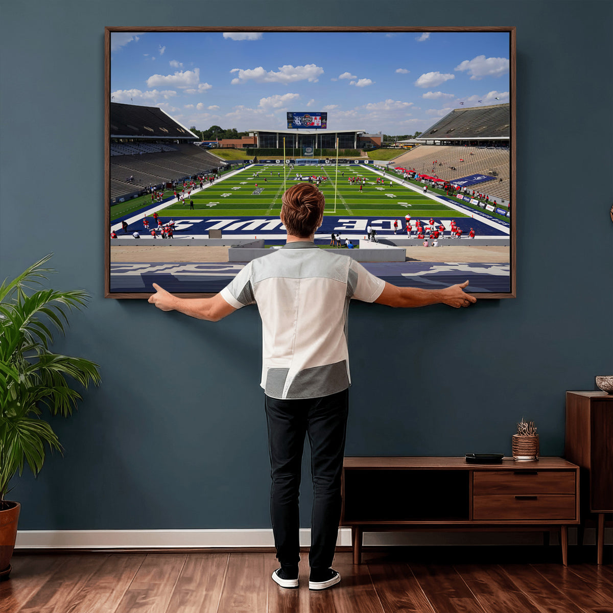 92248-MGV-CV-36X24 - Rice University Owls Football Team Print, Houston Rice Stadium