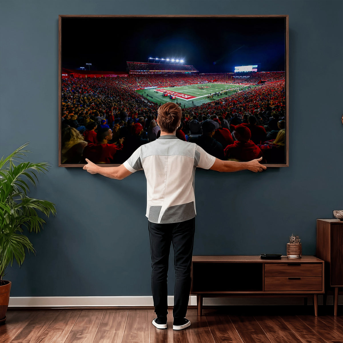 18115-PAN-FL-20X10 - Rutgers Scarlet Knights Football Team Print - SHI Stadium, Piscataway Wall Art Canvas Print