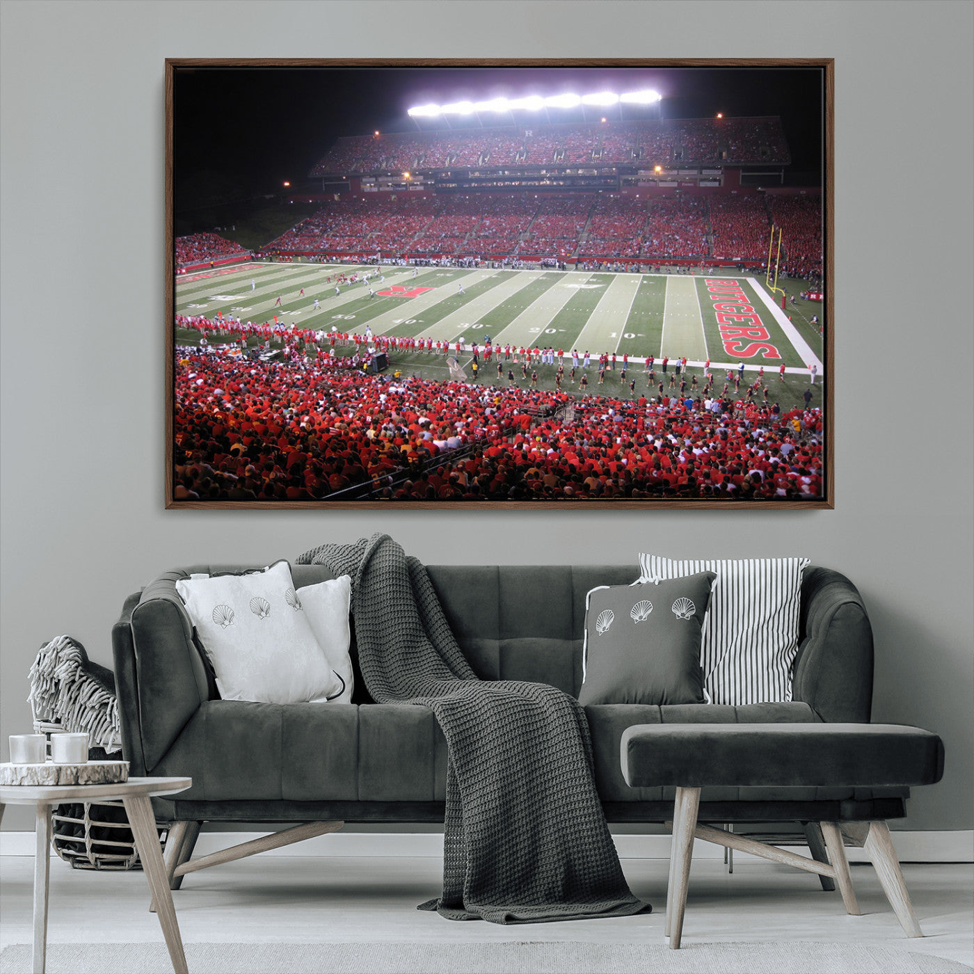 MGV-FC-36X24 - Rutgers University Scarlet Knights Football Team Print - Piscataway SHI Stadium Wall Art Canvas