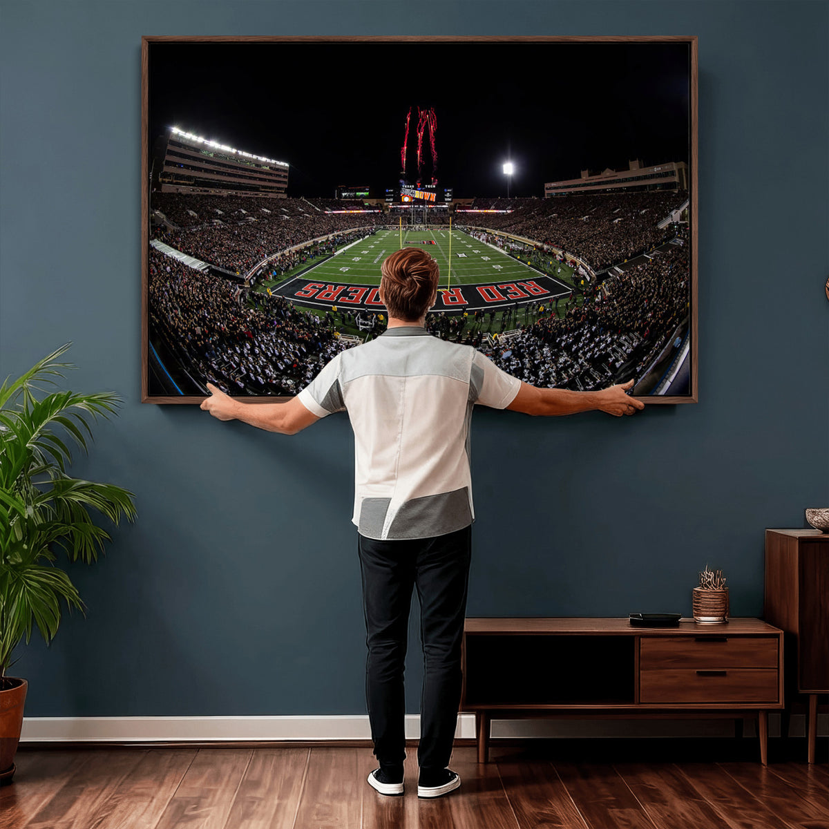 83122-PAN-FL-20X10 - Framed Texas Tech Red Raiders Stadium Canvas, Texas Tech Red Raiders Football Team Print - Lubbock