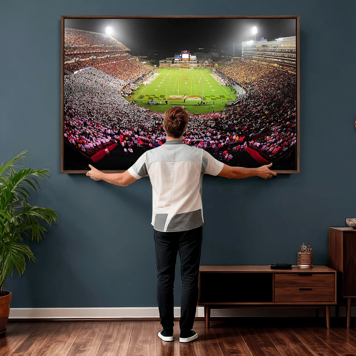 12091-PAN-FL-20X10 - University of Maryland Terrapins Football Team Print - College Park SECU Stadium Wall Art Canvas