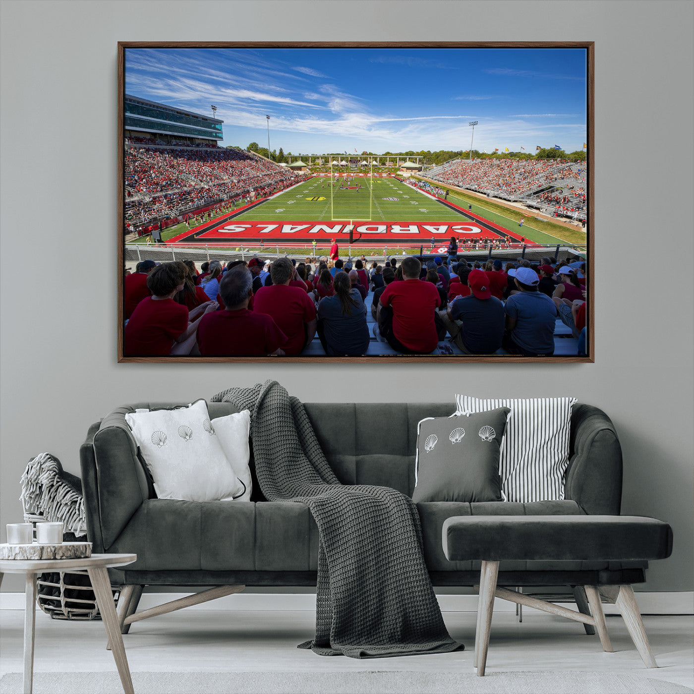 MGV-FC-36X24 - Ball State Cardinals Football Team Print - Muncie Scheumann Stadium Wall Art Canvas Print