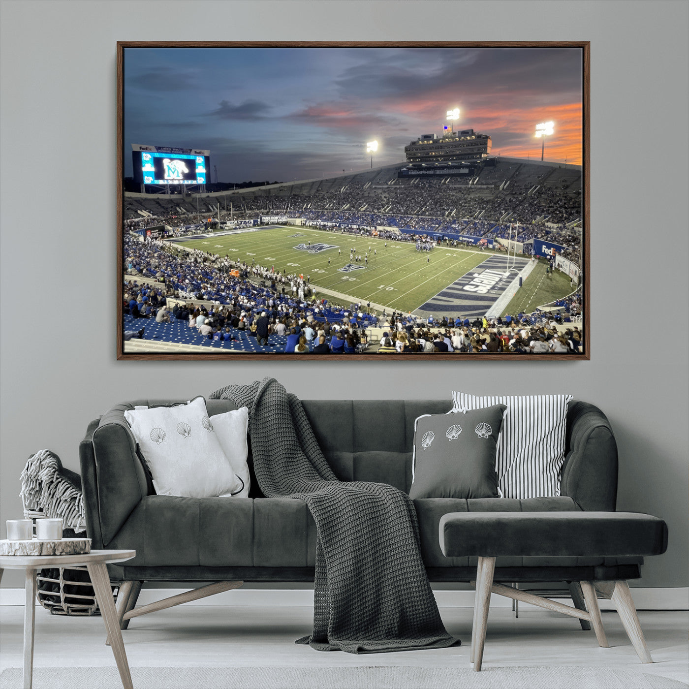 MGV-FC-36X24 - Memphis Tigers Football Team Print - Memphis Simmons Bank Liberty Stadium Wall Art Canvas Print