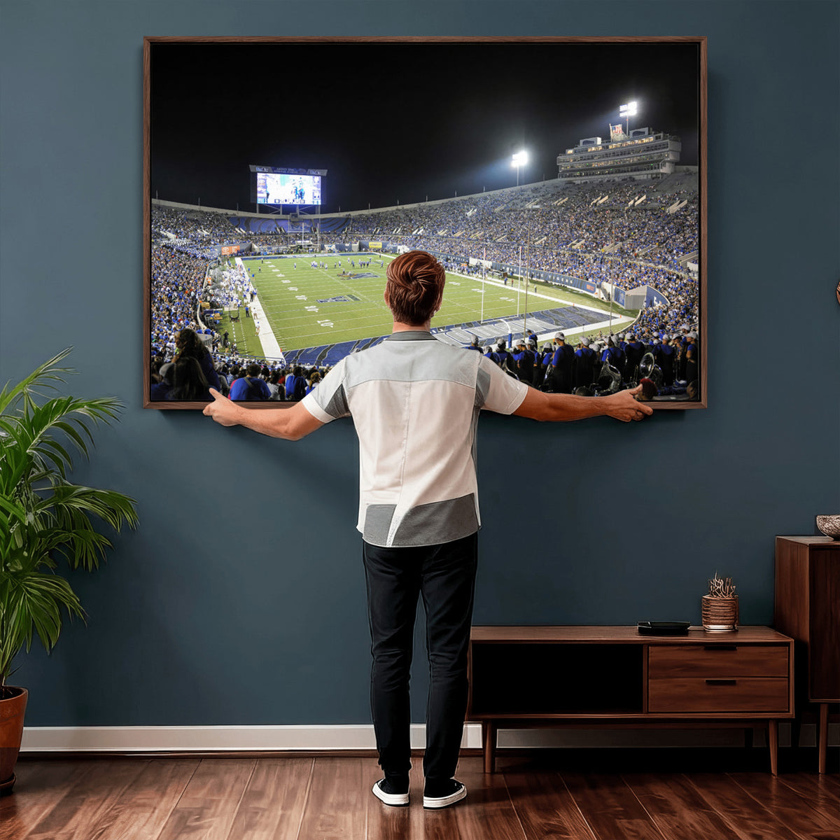 10894-PAN-FL-20X10 - University of Memphis Tigers Football Team Print - Memphis Simmons Bank Liberty Stadium Wall Art