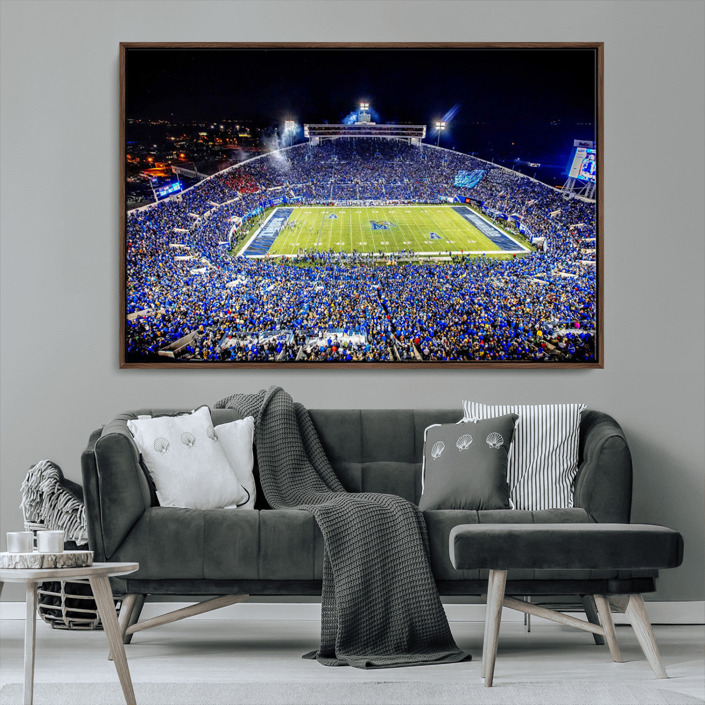 MGV-FC-36X24 - University of Memphis Tigers Football Team Print - Memphis Simmons Bank Liberty Stadium Wall Art