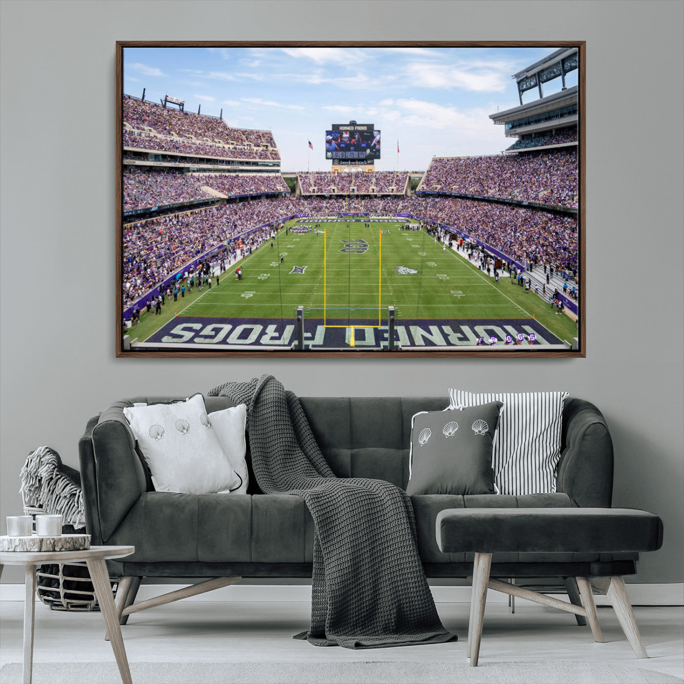 MGV-FC-36X24 - TCU Horned Frogs Football Team Print - Fort Worth Amon G. Carter Stadium Wall Art Canvas Print