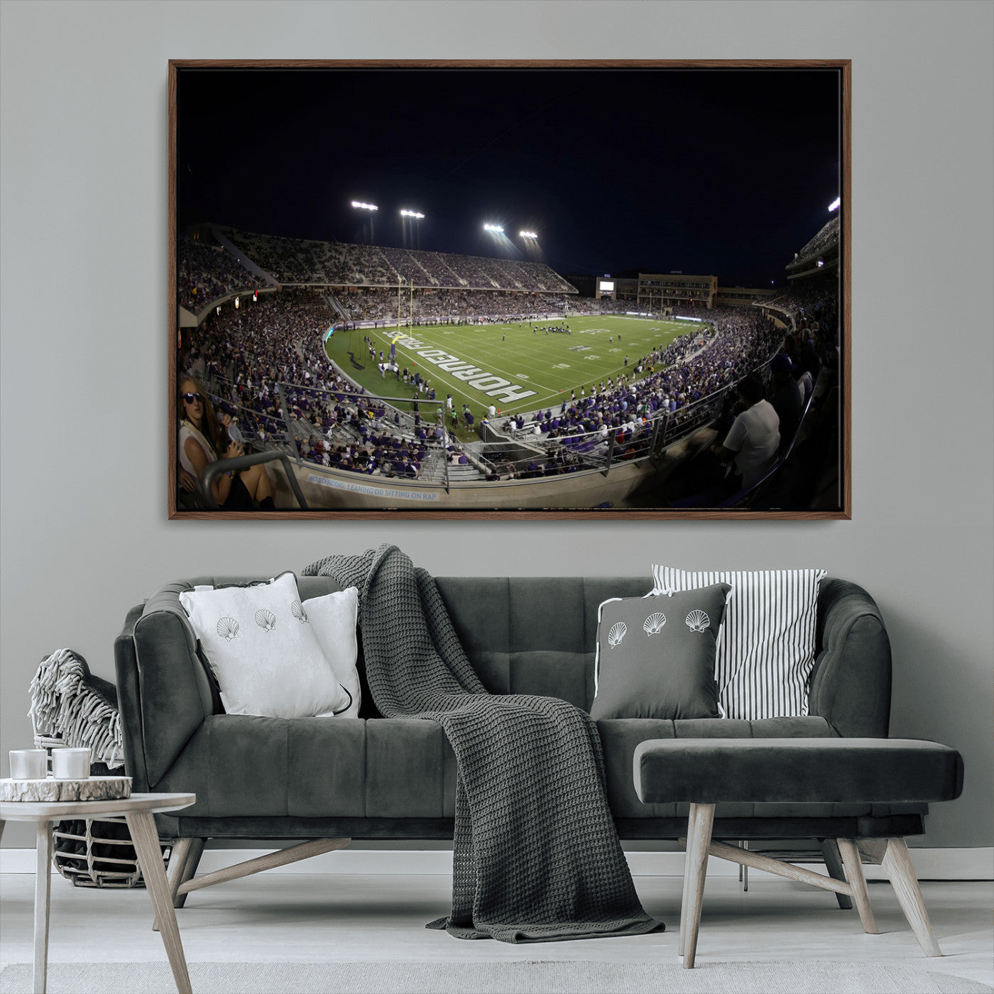 MGV-FC-36X24 - TCU Horned Frogs Football Team Print - Fort Worth Amon G. Carter Stadium Wall Art Canvas Print.