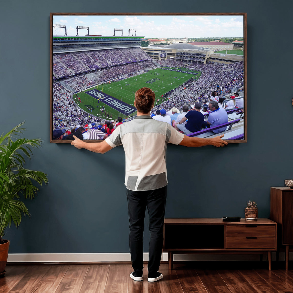 95139-MGV-CV-36X24 - The Texas Christian University TCU Horned Frogs Football Team Print, Fort Worth