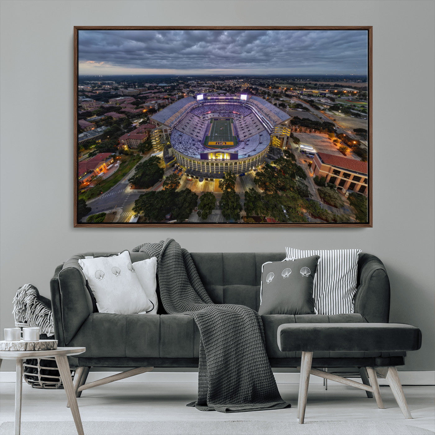 MGV-FC-36X24 - The Louisiana State University Tigers Football Team Print - Baton Rouge Tiger Stadium Wall Art