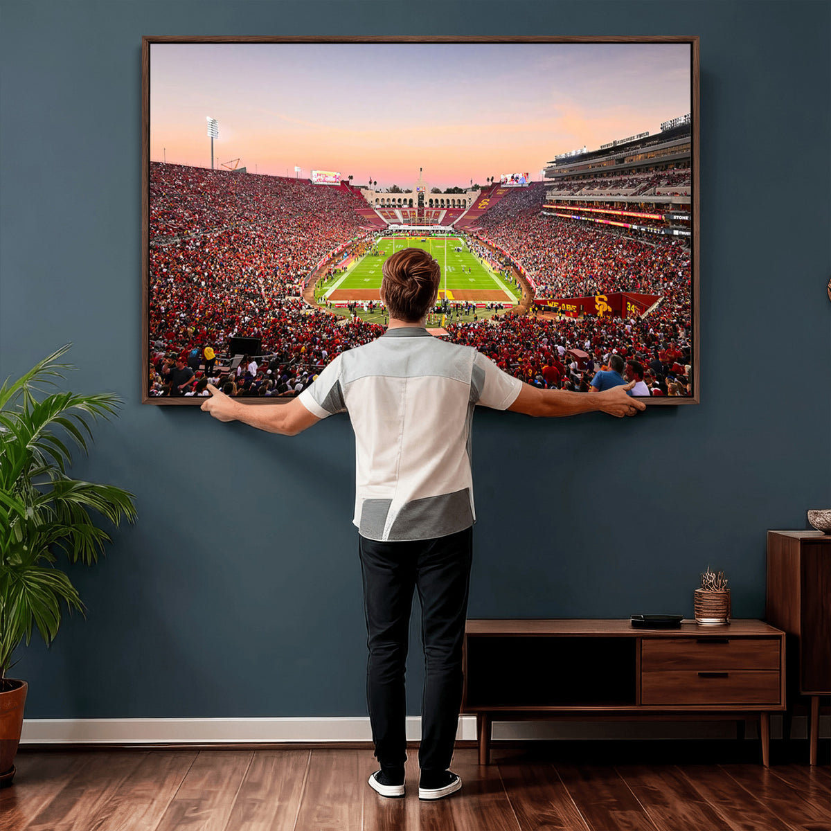 39904-MGV-CV-36X24 - The University of Southern California USC Trojans Football Team Print, Home Bar Wall Decor