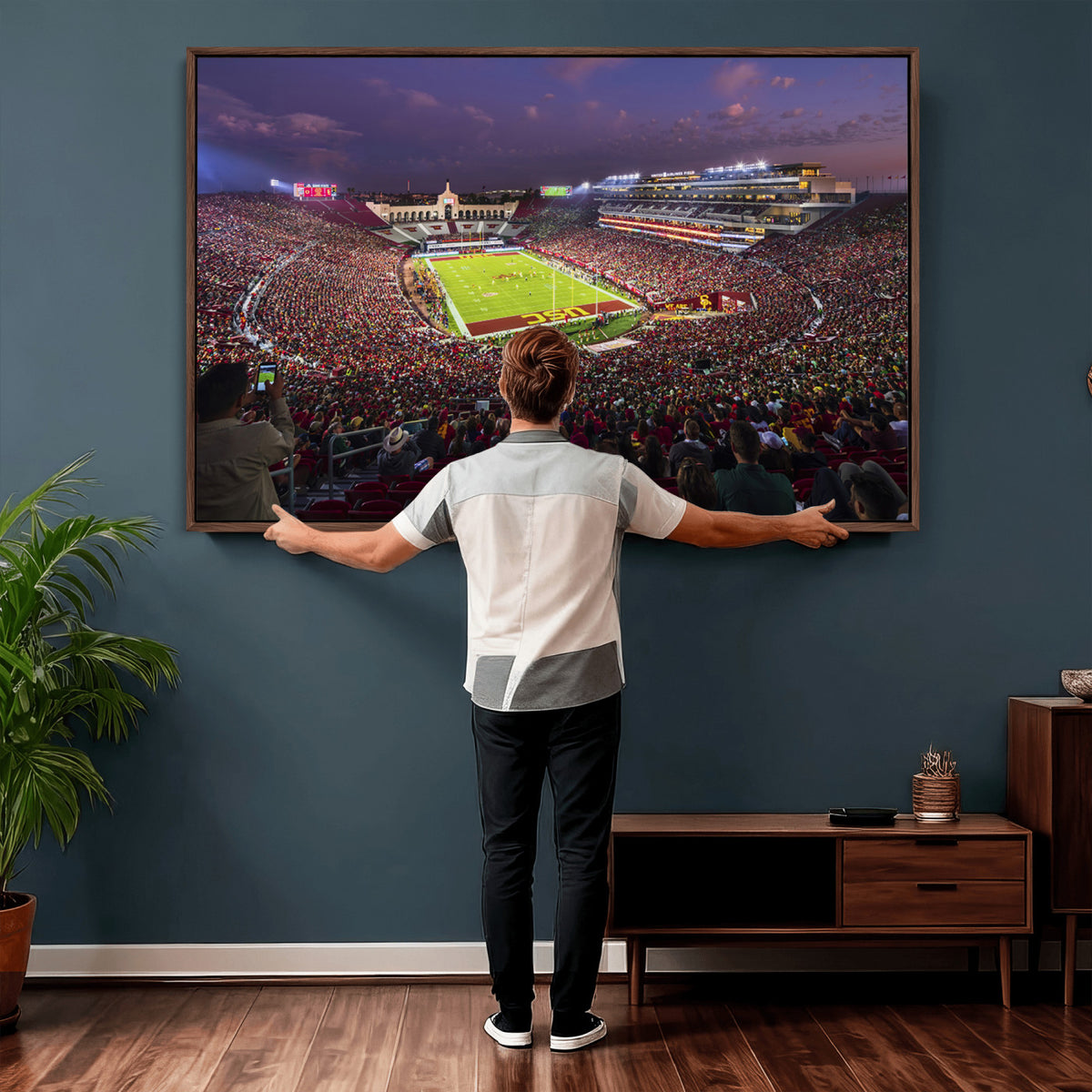 73373-MGV-CV-36X24 - The University of Southern California USC Trojans Football Team Print, Extra Large Game Room Wall Decor