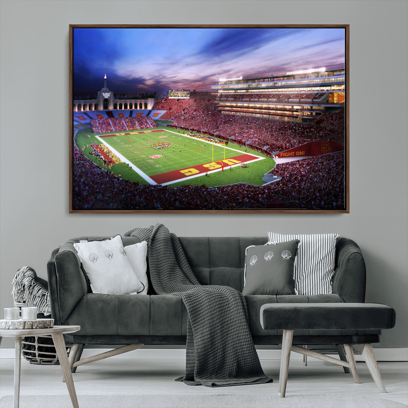 MGV-FC-36X24 - The University of Southern California USC Trojans Football Team Print - Los Angeles Memorial