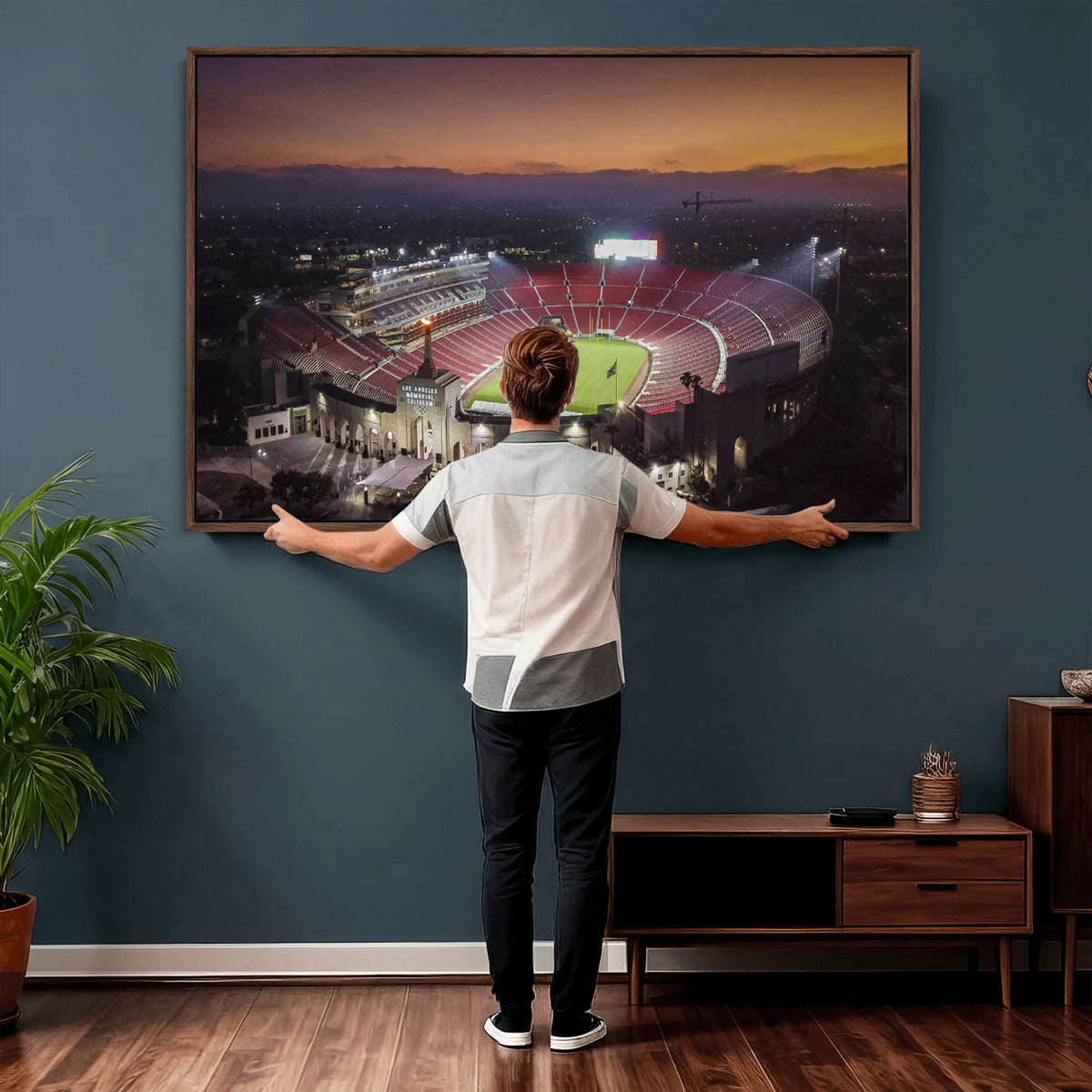 50666-MGV-CV-36X24 - The University of Southern California USC Trojans Football Team Print, Los Angeles Memorial Coliseum