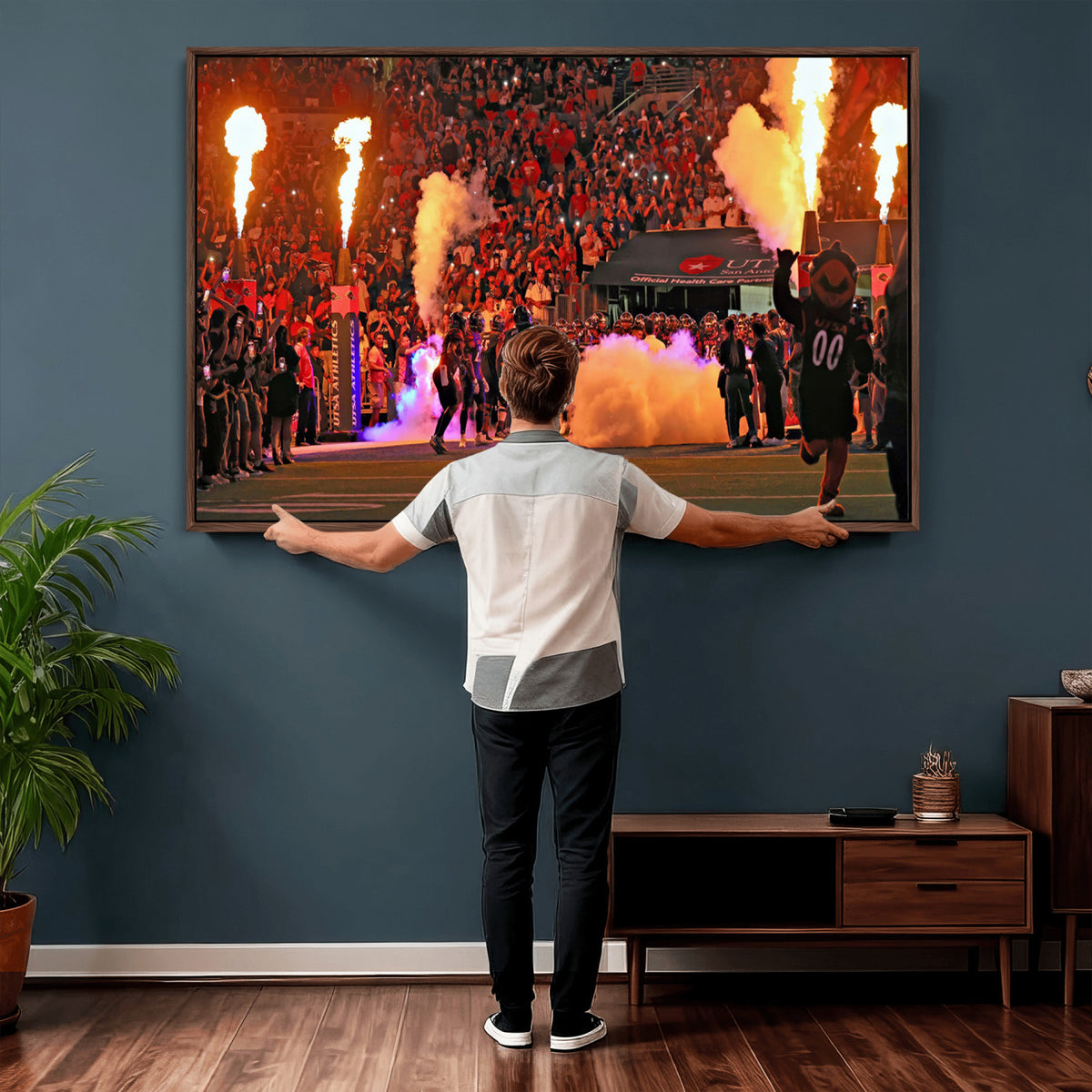 98664-MGV-CV-36X24 - The University of Texas at San Antonio Roadrunners Football Team Print, Extra Large Game Room Wall Decor