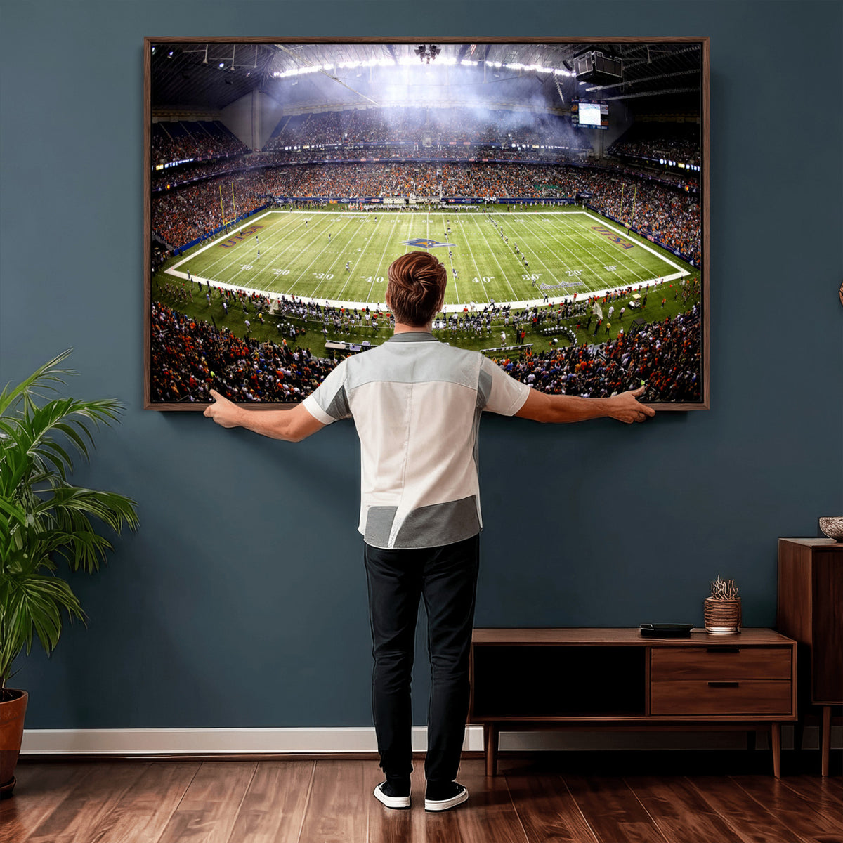 46972-MGV-CV-36X24 - The University of Texas at San Antonio Roadrunners Football Team Print, Framed and Ready to Hang