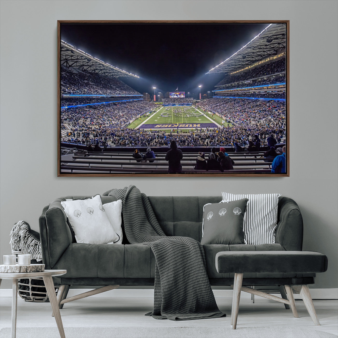 MGV-FC-36X24 - The University of Washington Huskies Football Team Print - Seattle Husky Stadium Wall Art Canvas