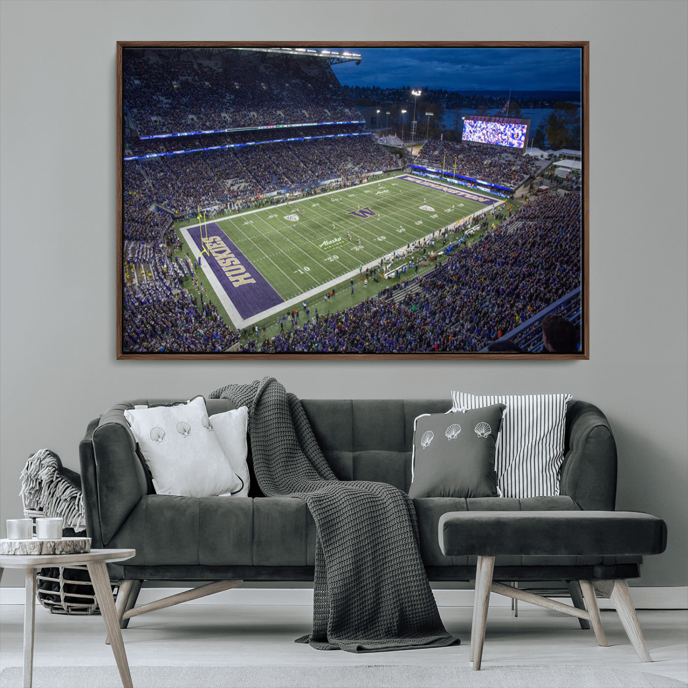 MGV-FC-36X24 - The University of Washington Huskies Football Team Print - Seattle Husky Stadium Wall Art Canvas