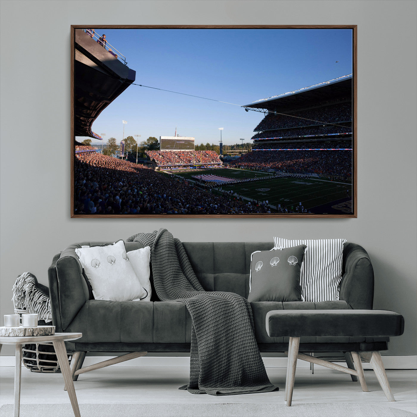 MGV-FC-36X24 - The University of Washington Huskies Football Team Print - Seattle Husky Stadium Wall Art Canvas