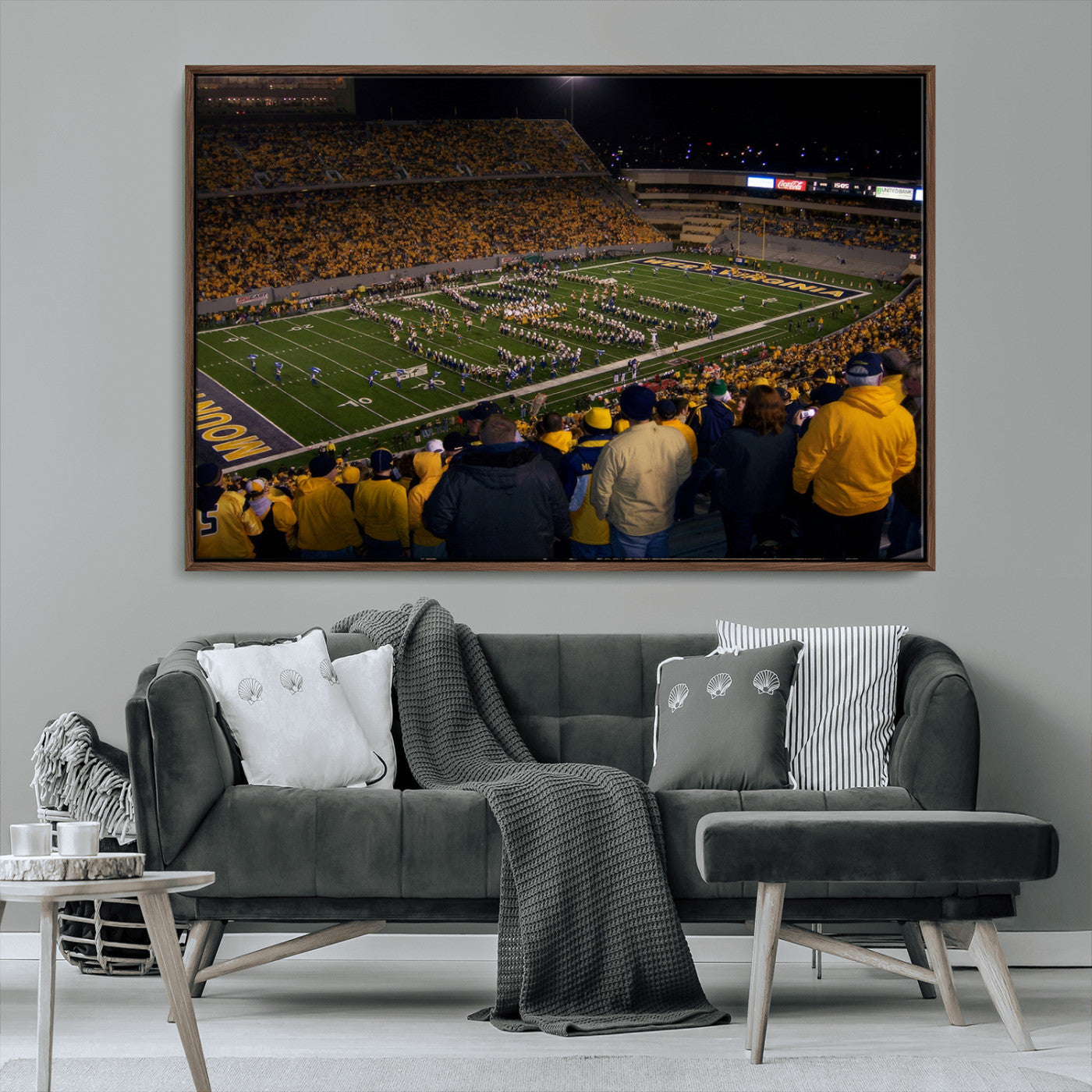 MGV-FC-36X24 - West Virginia Uni Mountaineers Football Team Print - Milan Puskar Stadium Canvas Print Wall Art,
