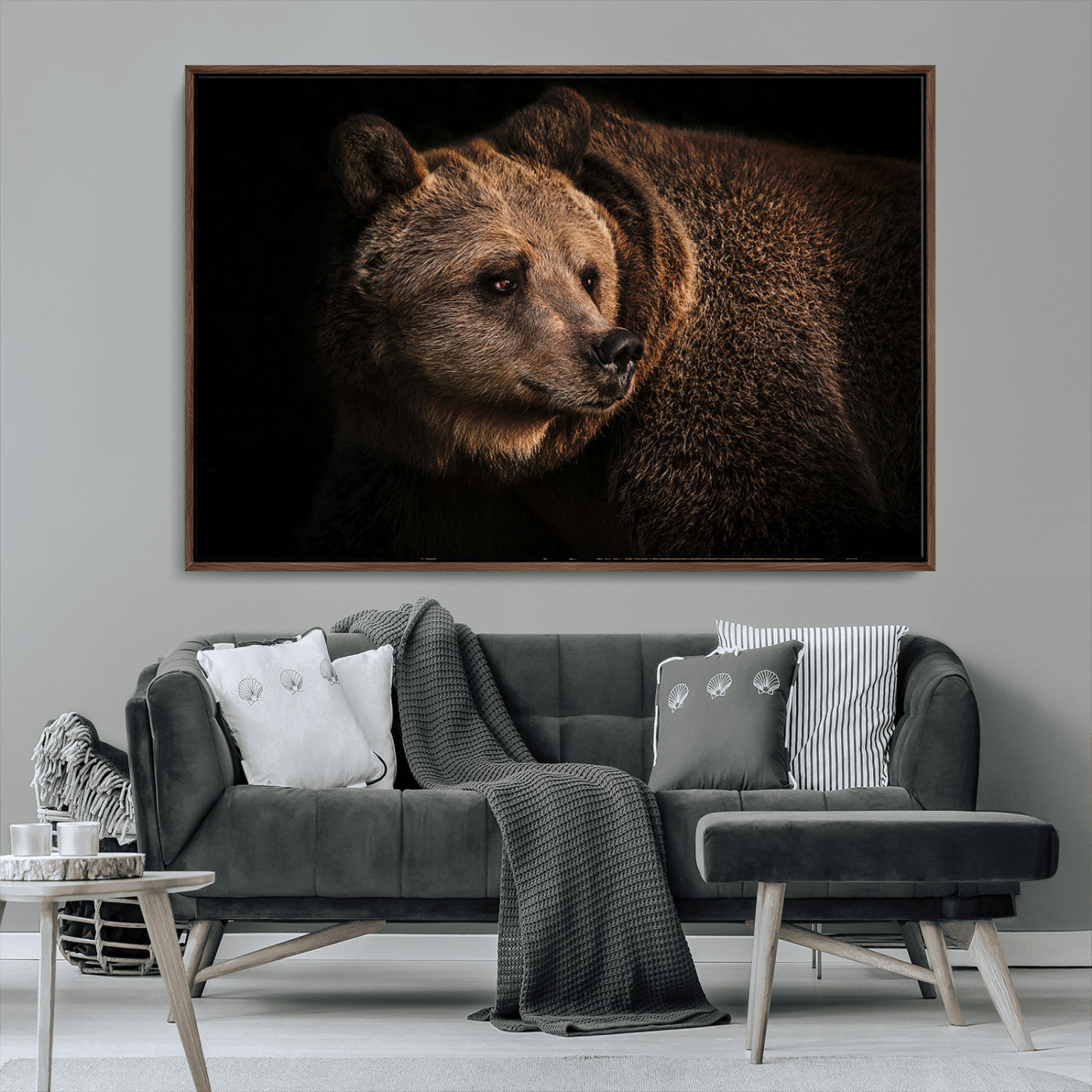 MGV-FC-36X24 - Wild Grizzly 399 Bear Canvas Wall Art Print, Bear Animal Canvas Artwork Print, Black Bear Wall Art