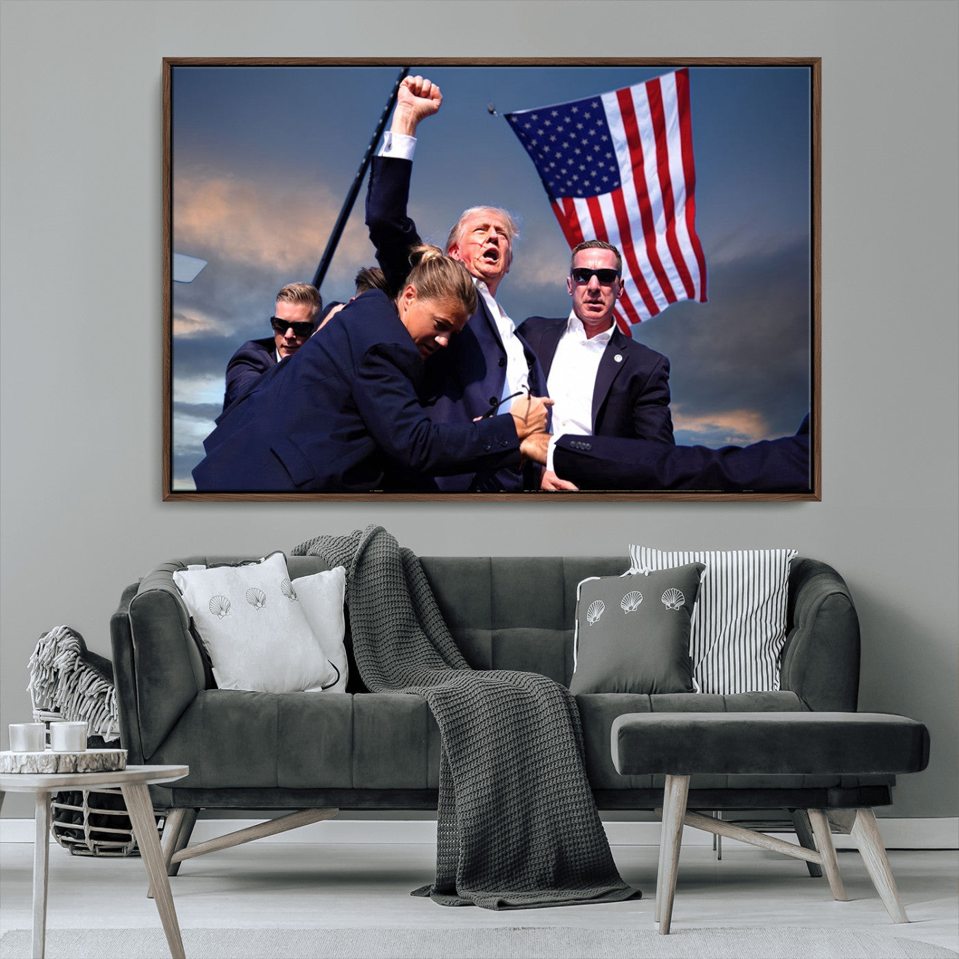 MGV-FC-36X24 - Donald Trump Assassination Attempt Wall Art Print, Trump Historic Footage - Iconic Reaction by Trump