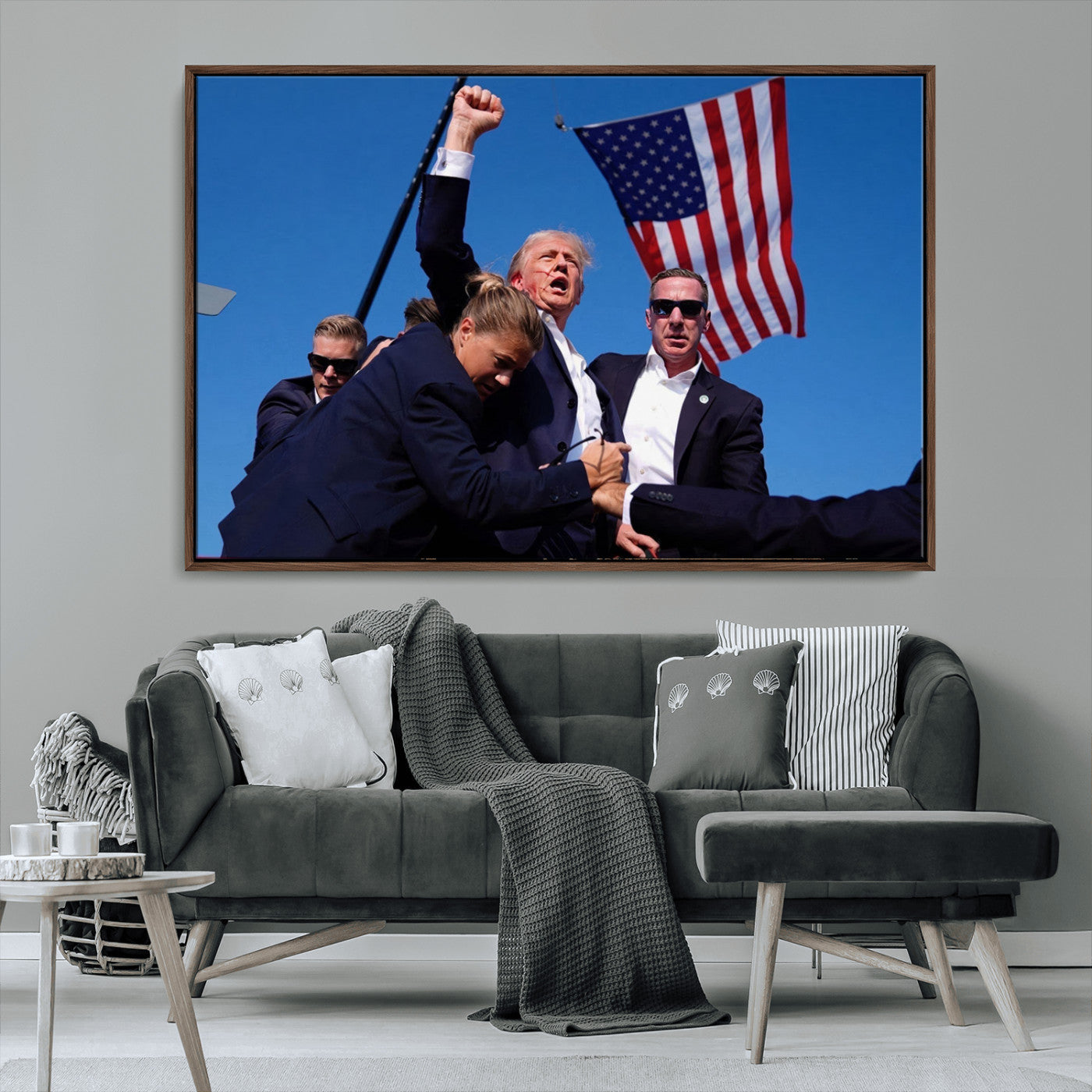 MGV-FC-36X24 - Donald Trump Assassination Attempt Wall Art Print, Trump Historic Footage - Iconic Reaction by Trump