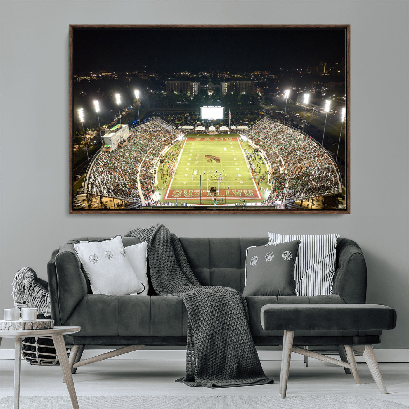 MGV-FC-36X24 - Florida A&M Rattlers Football Team Print - Tallahassee Bragg Memorial Stadium Wall Art Canvas Print