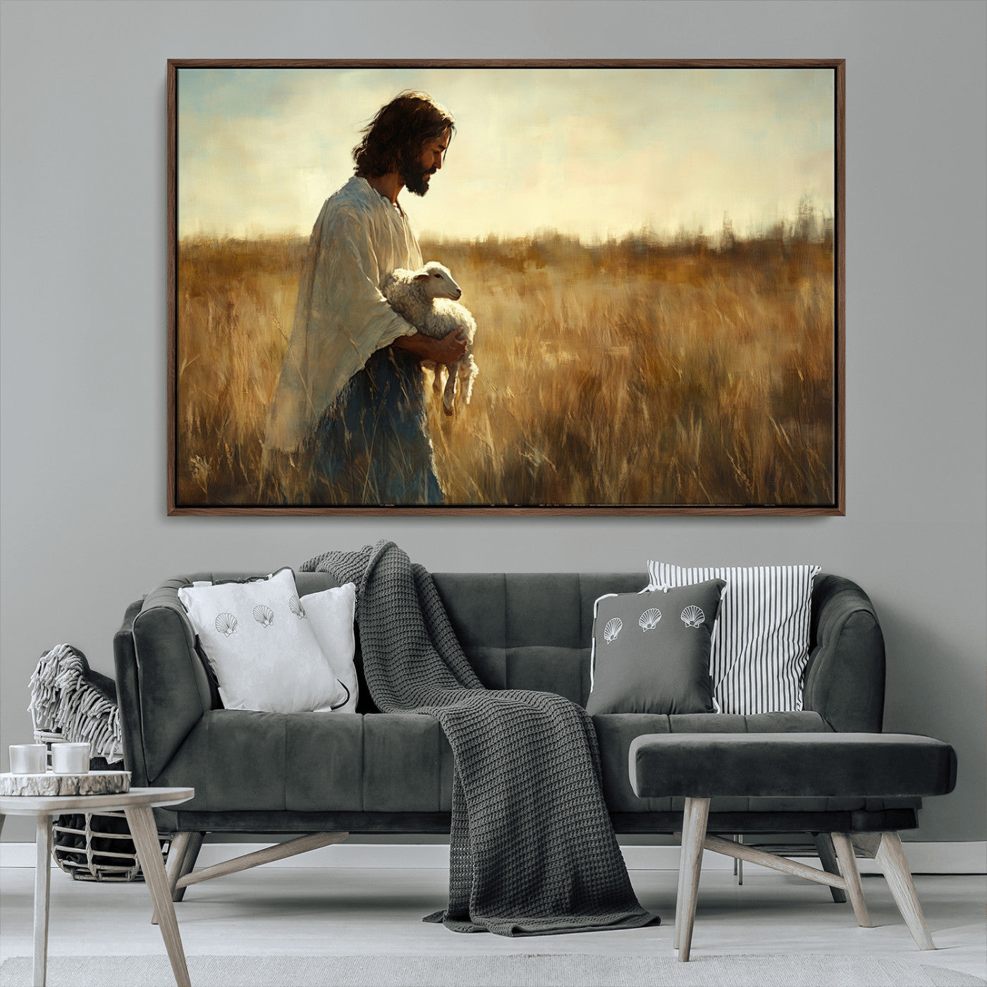 MGV-FC-36X24 - Jesus the Good Shepherd Wall Art Canvas Print - Inspirational Christian Religious Print for Prayer