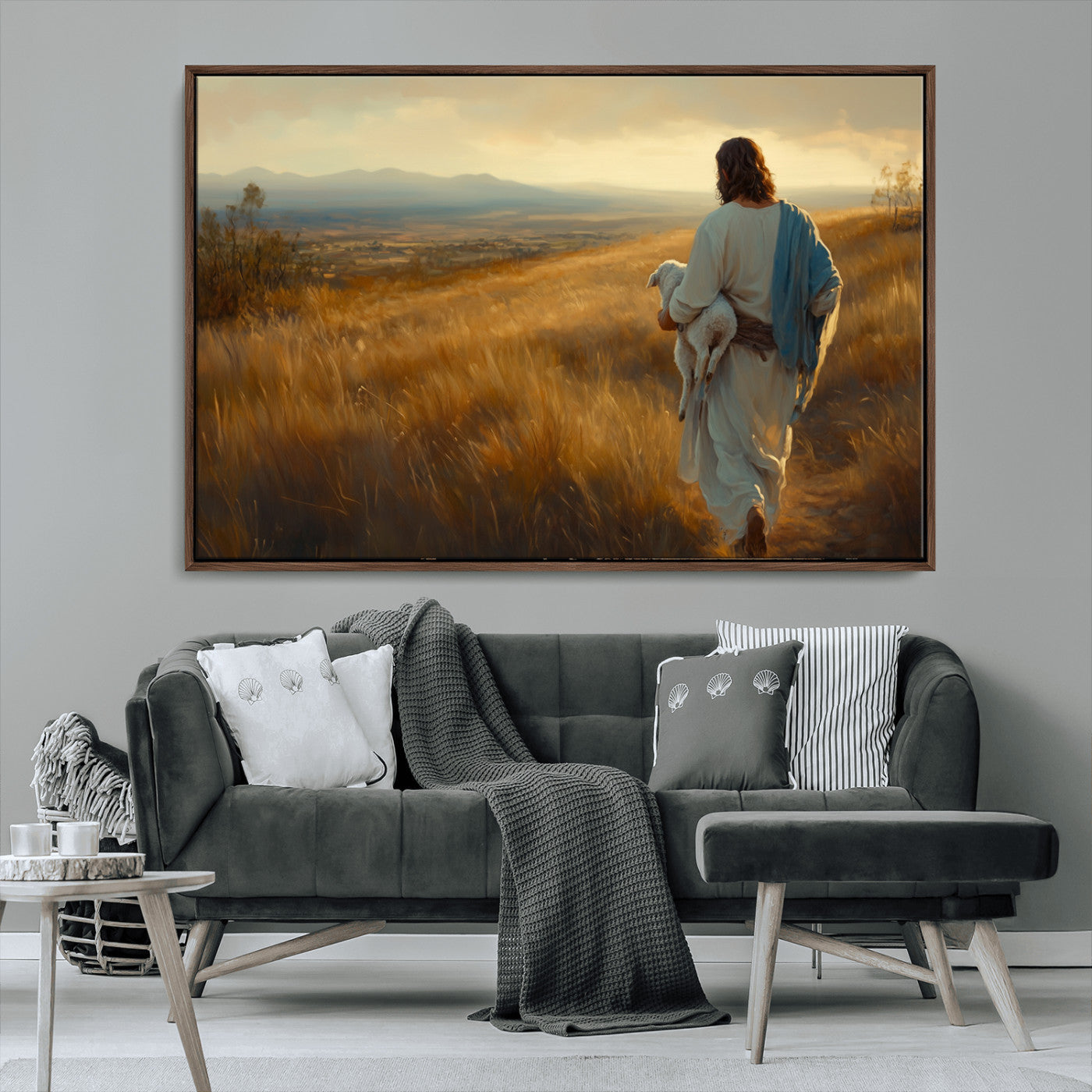 MGV-FC-36X24 - Jesus the Good Shepherd Wall Art Canvas Print - Inspirational Christian Religious Print for Prayer