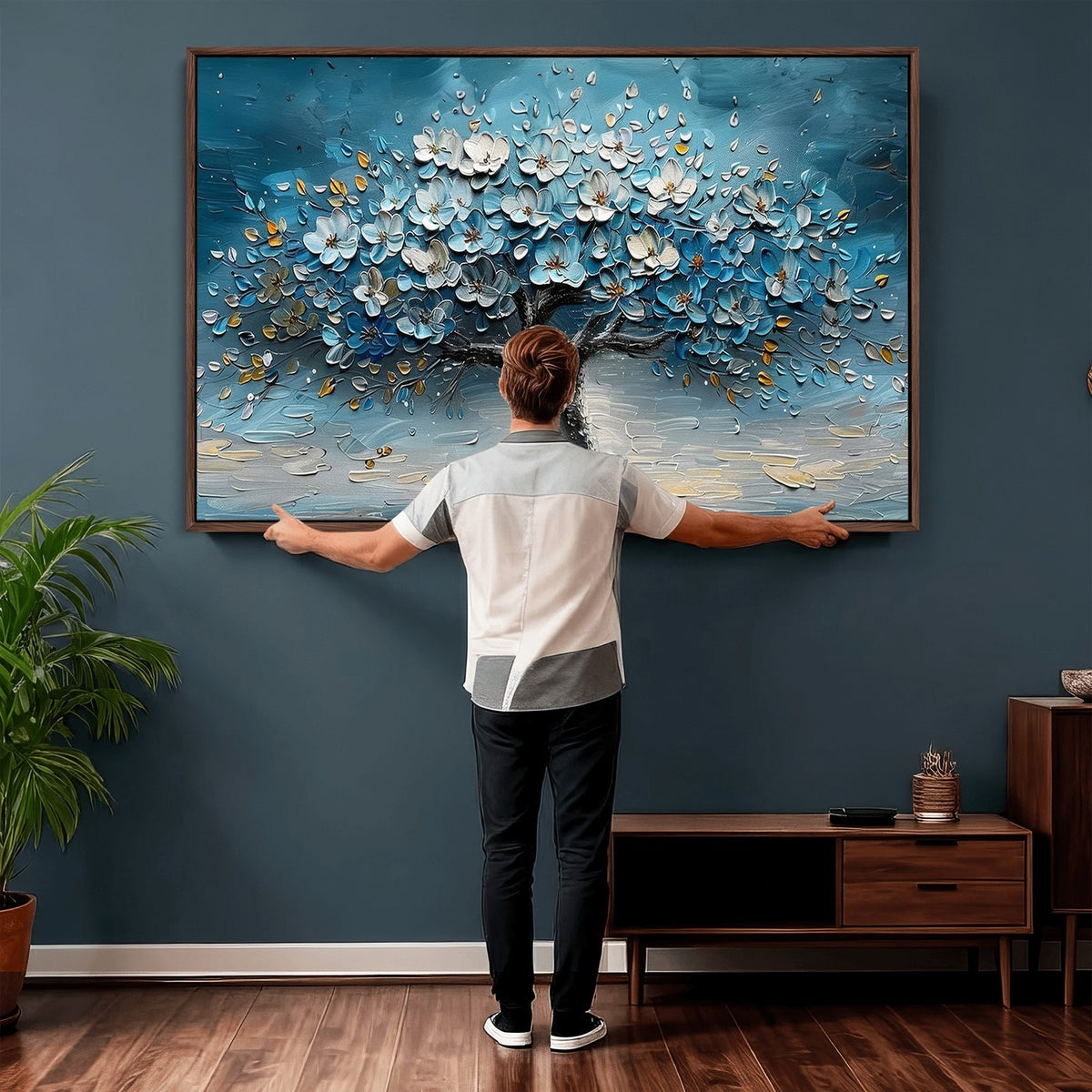 24109-_Poster-30x20 - Abstract Blooming Tree Wall Art Canvas Print, Floral Modern Home Decor
