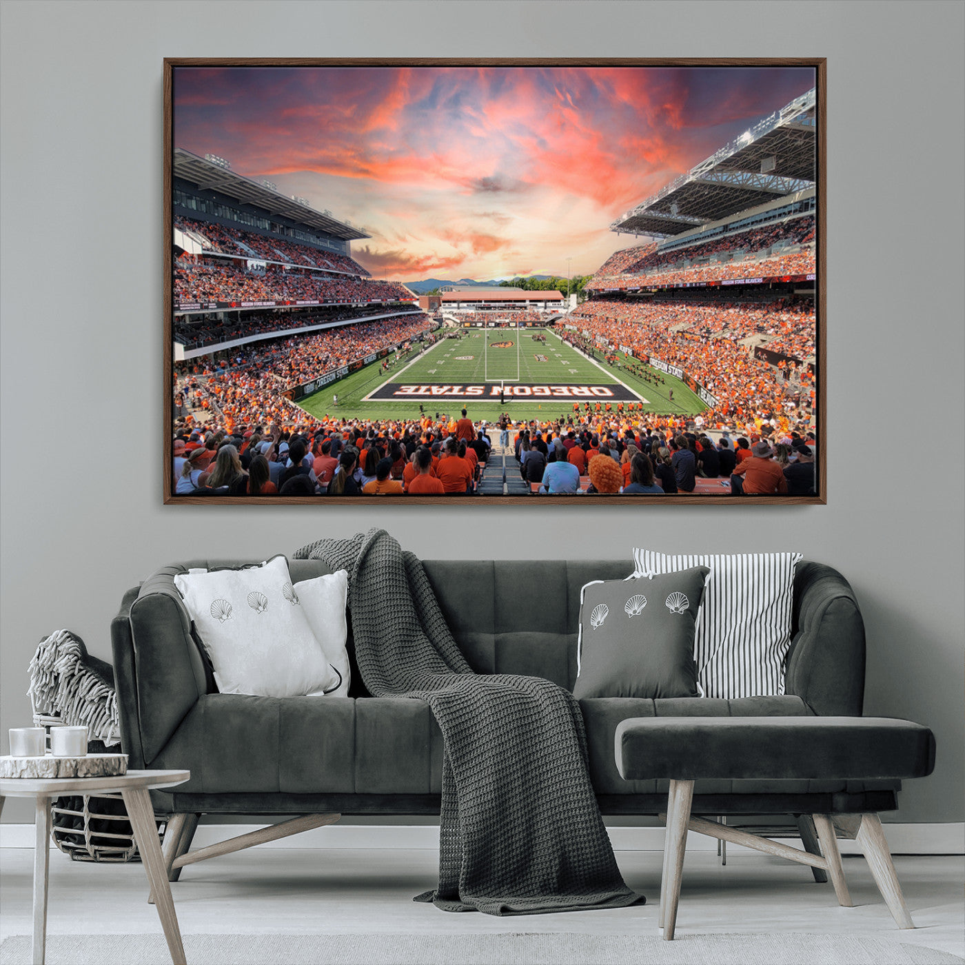MGV-FC-36X24 - Oregon State Beavers Football Team Print - Corvallis Reser Stadium Wall Art Canvas Print