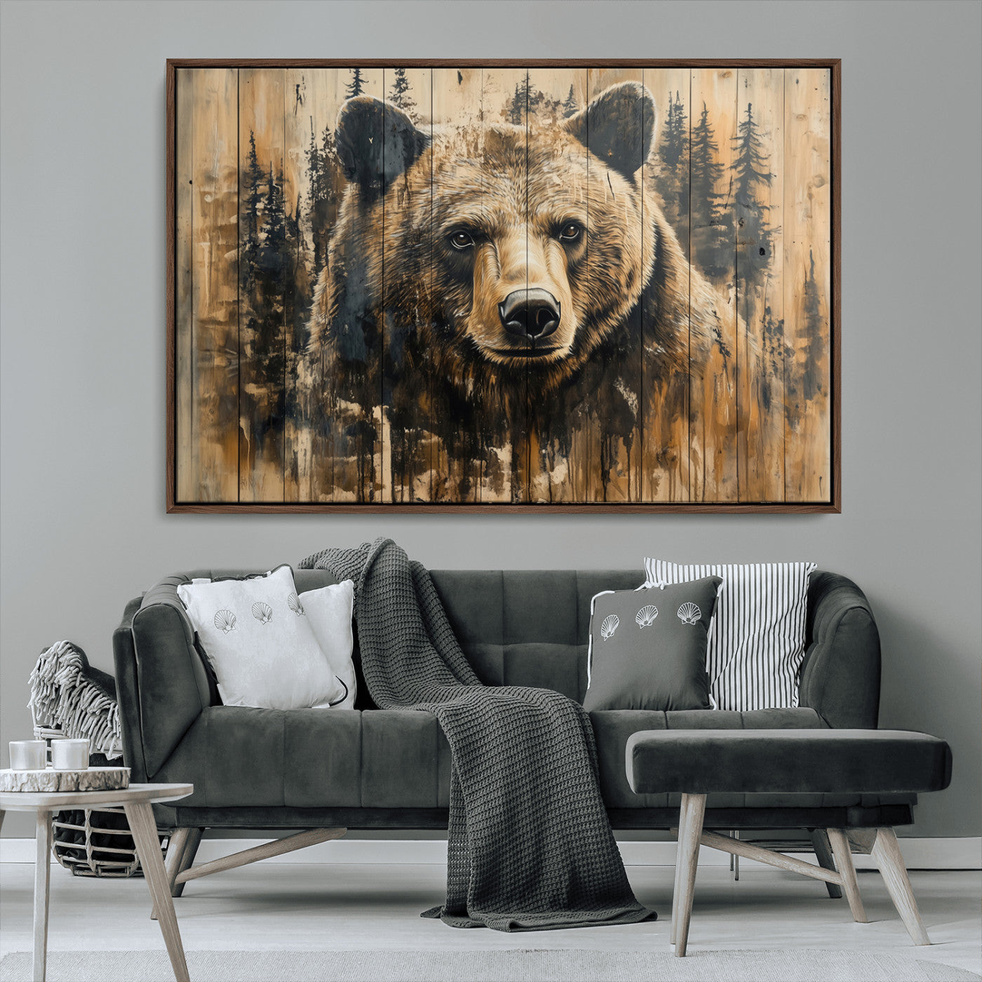 MGV-FC-36X24 - Majestic Grizzly 399 Bear Wall Art | 3-Panel Rustic Canvas Print for Living Room, Office, or Cabin