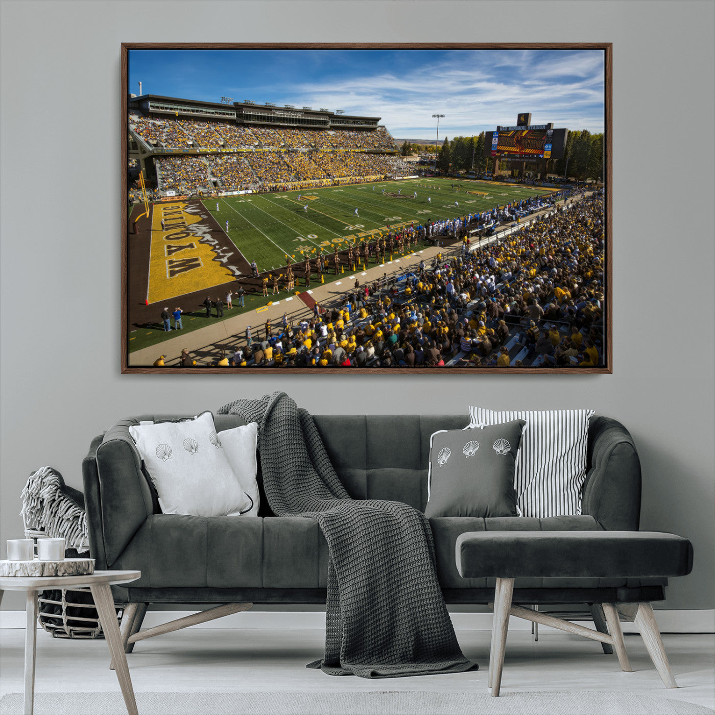 MGV-FC-36X24 - University of Wyoming Cowboys Football Team Print - Laramie Jonah Field War Memorial Stadium Wall