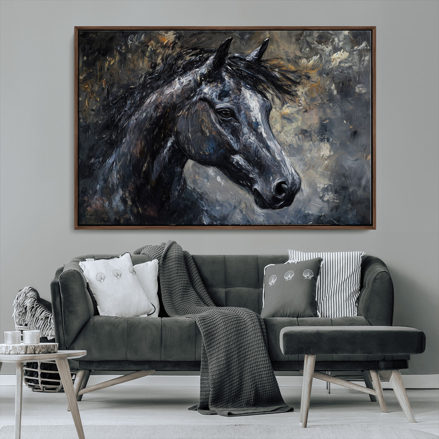 MGV-FC-36X24 - Large Abstract Horse Wall Art Canvas Print | Farmhouse Wall Decor | Rustic Horse Art | Western Cabin